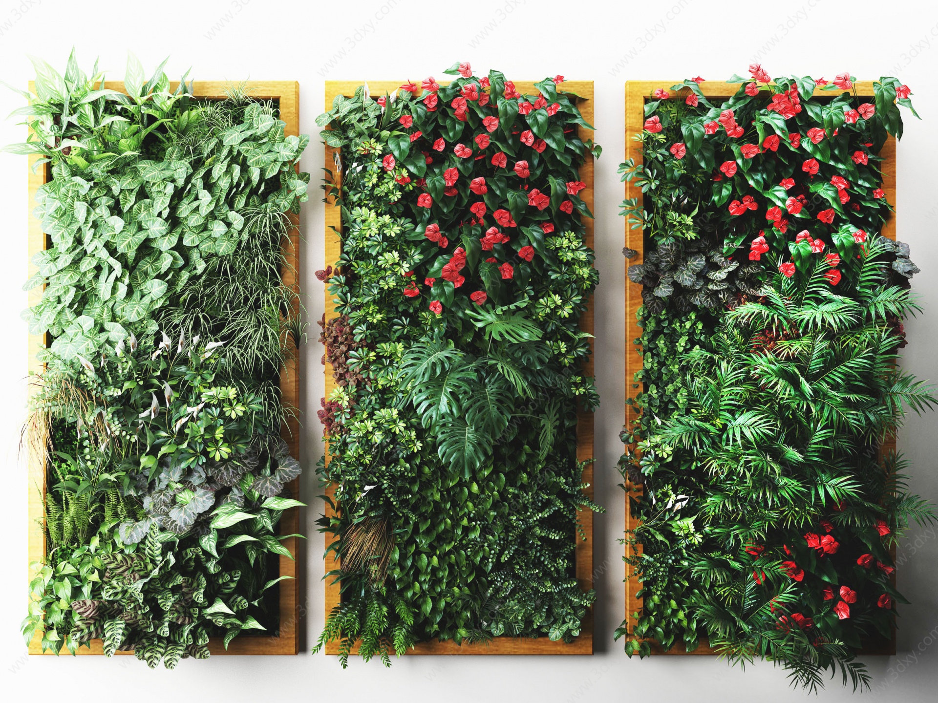 植物盆栽户外花草墙3D模型