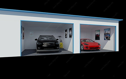 现代建筑简易洗车房3D模型