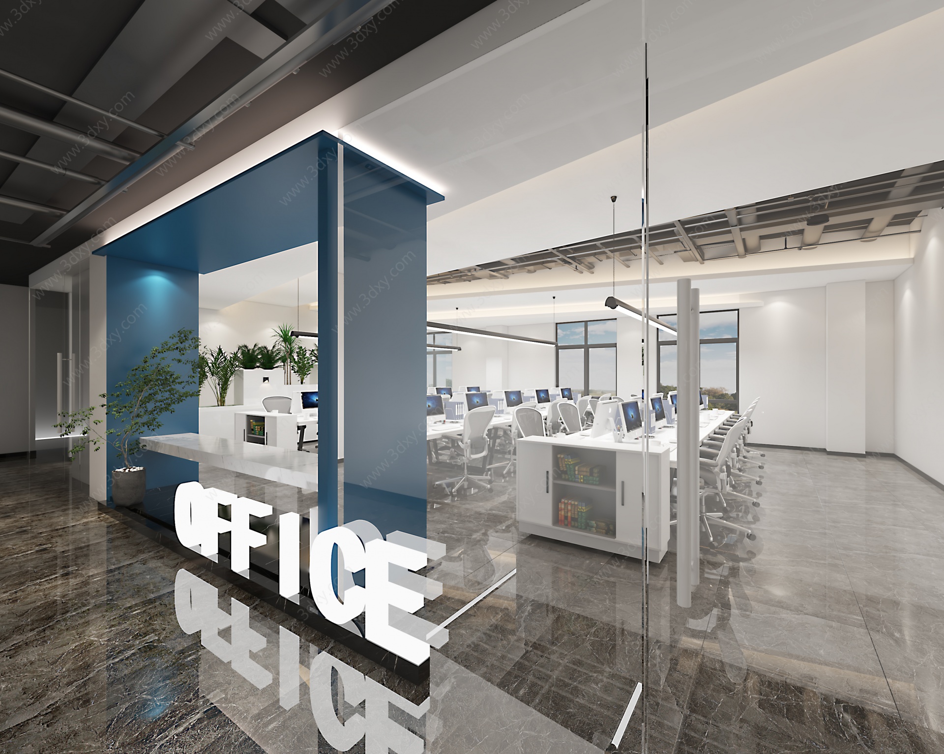 新中式经理办公室3D模型