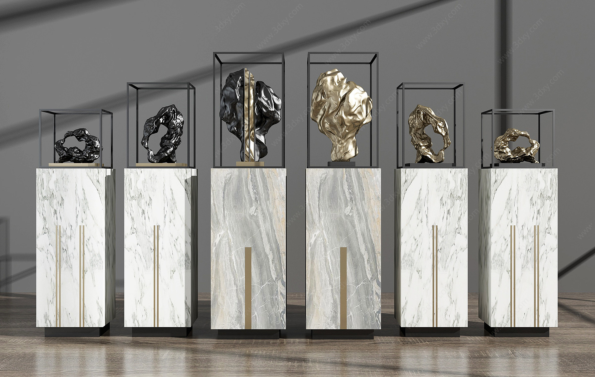 现代抽象石头雕塑3D模型