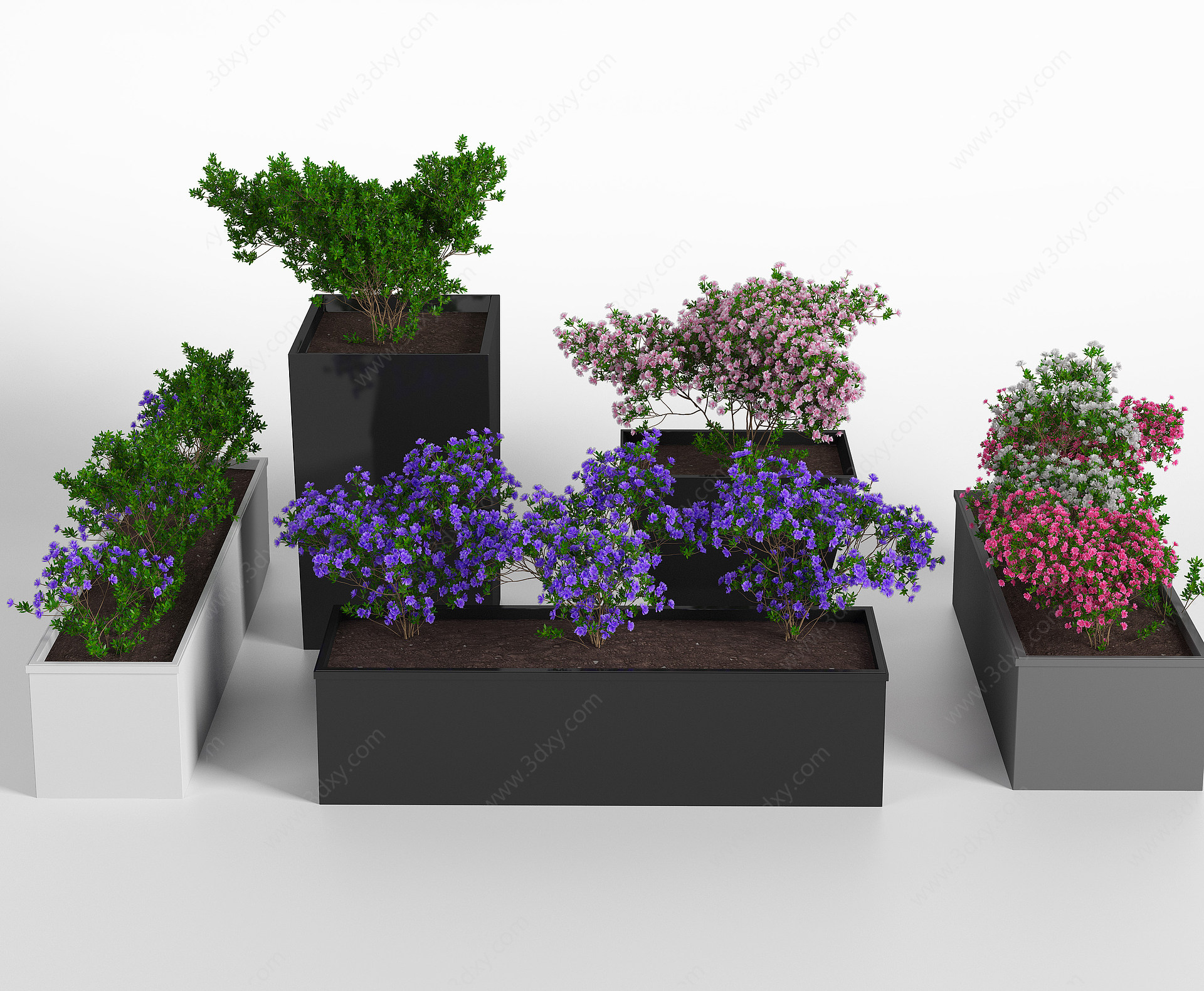 户外绿植盆栽花箱花坛3D模型