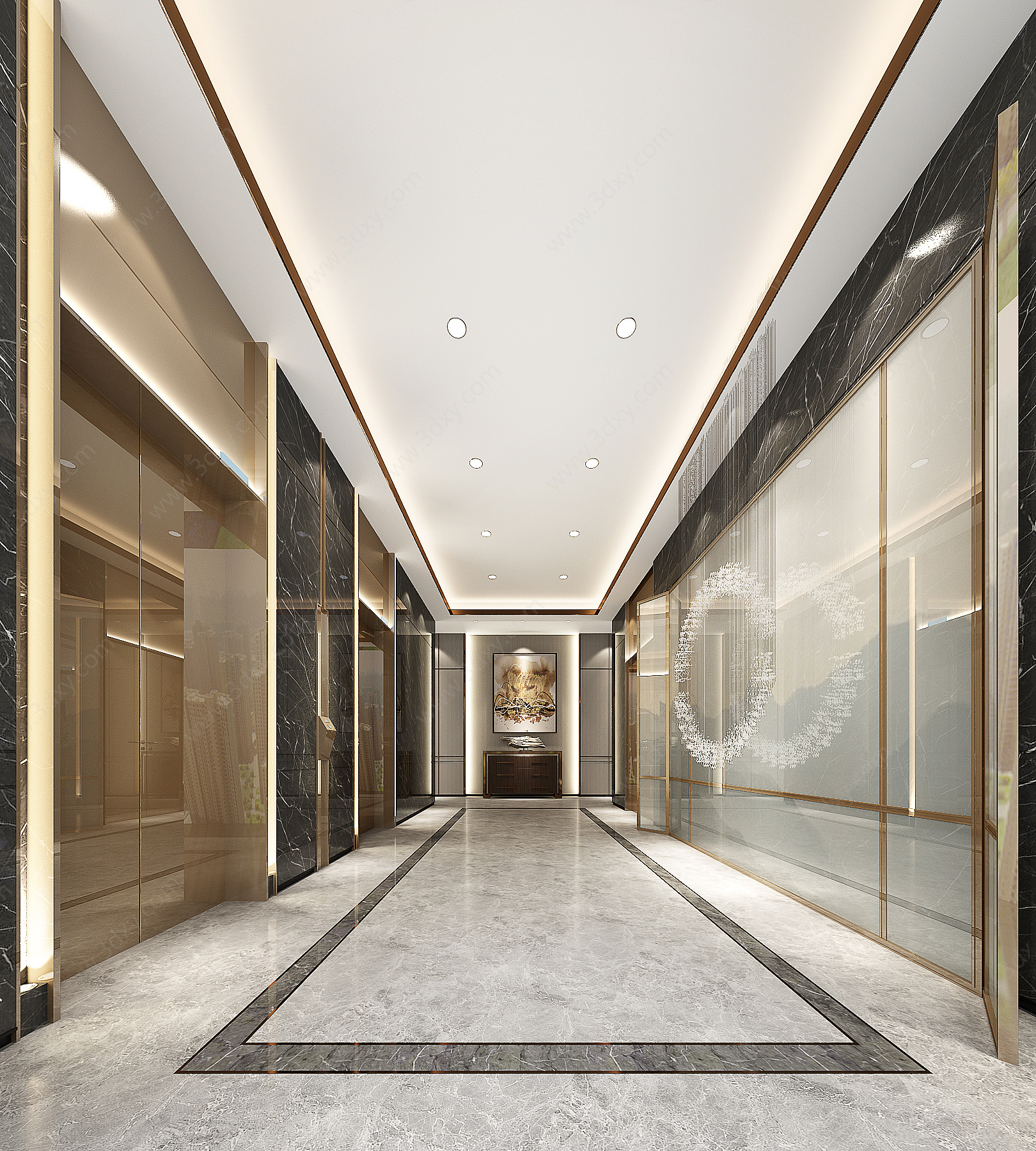 新中式酒店电梯厅客用电梯3D模型