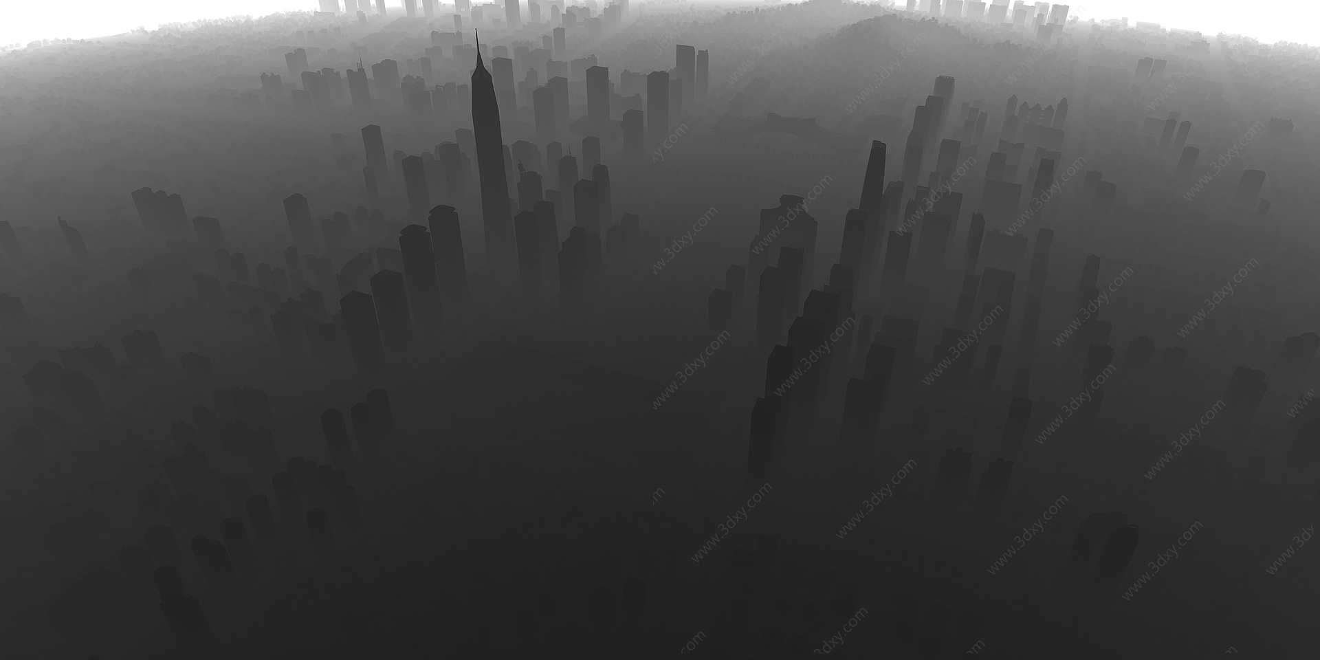 现代水泥城市深圳鸟瞰3D模型