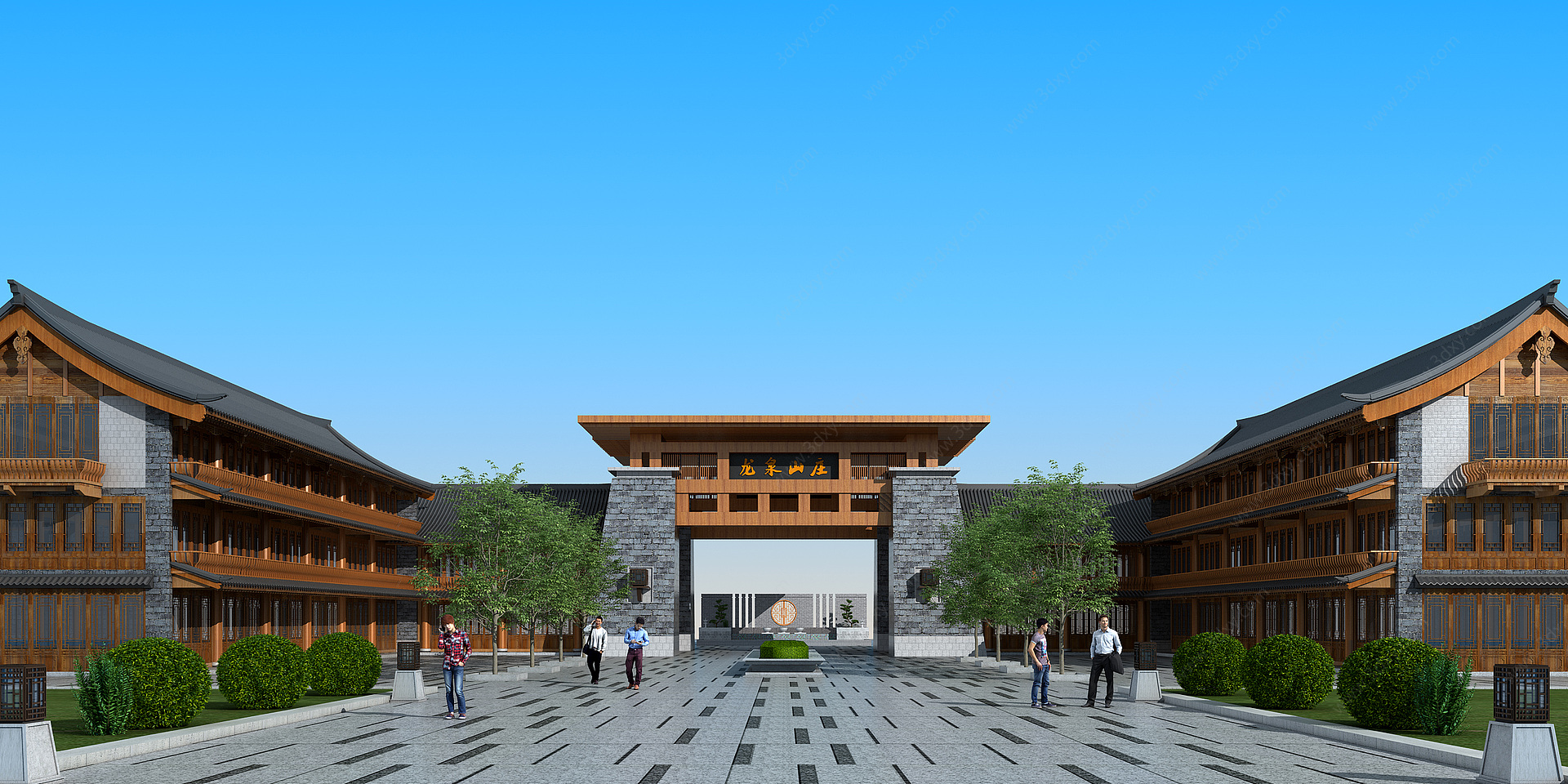 中式古建大门入口3D模型