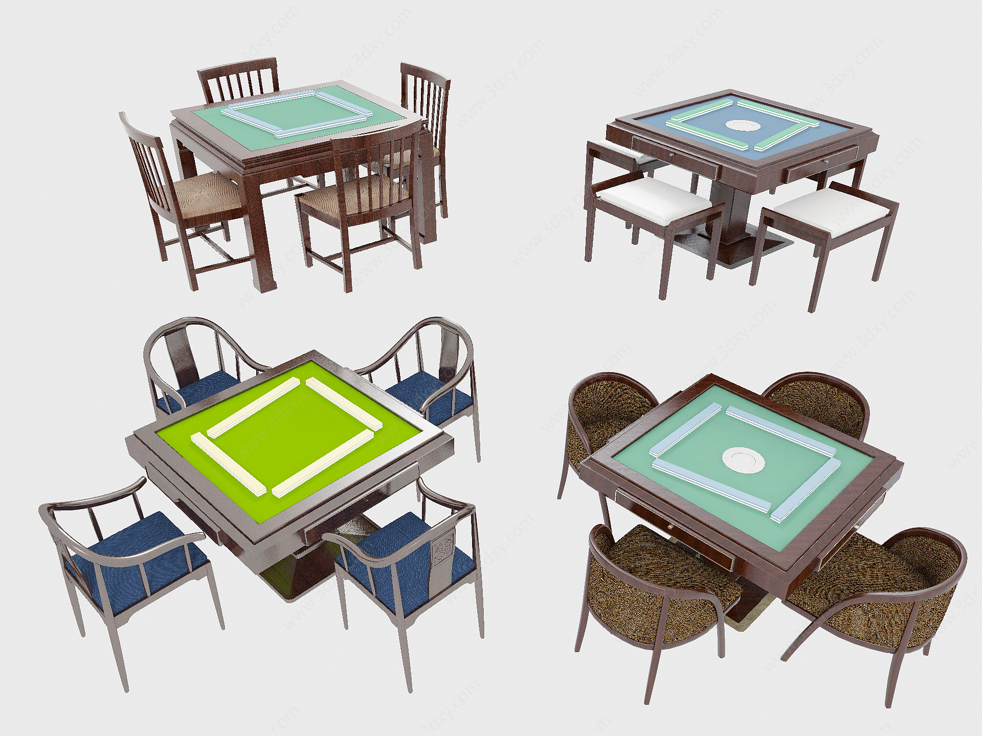 新中式娱乐桌麻将桌3D模型