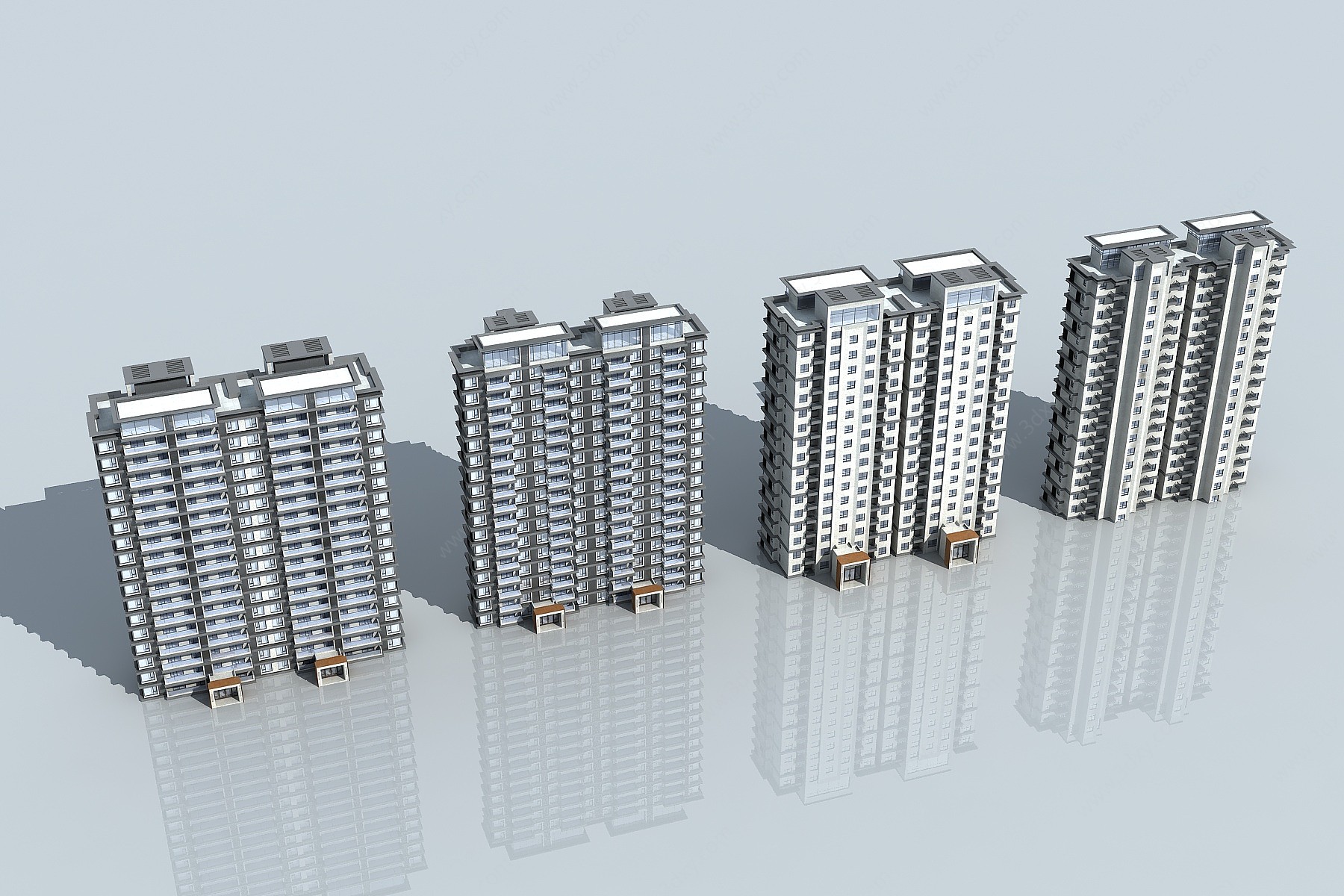 新中式高层住宅3D模型