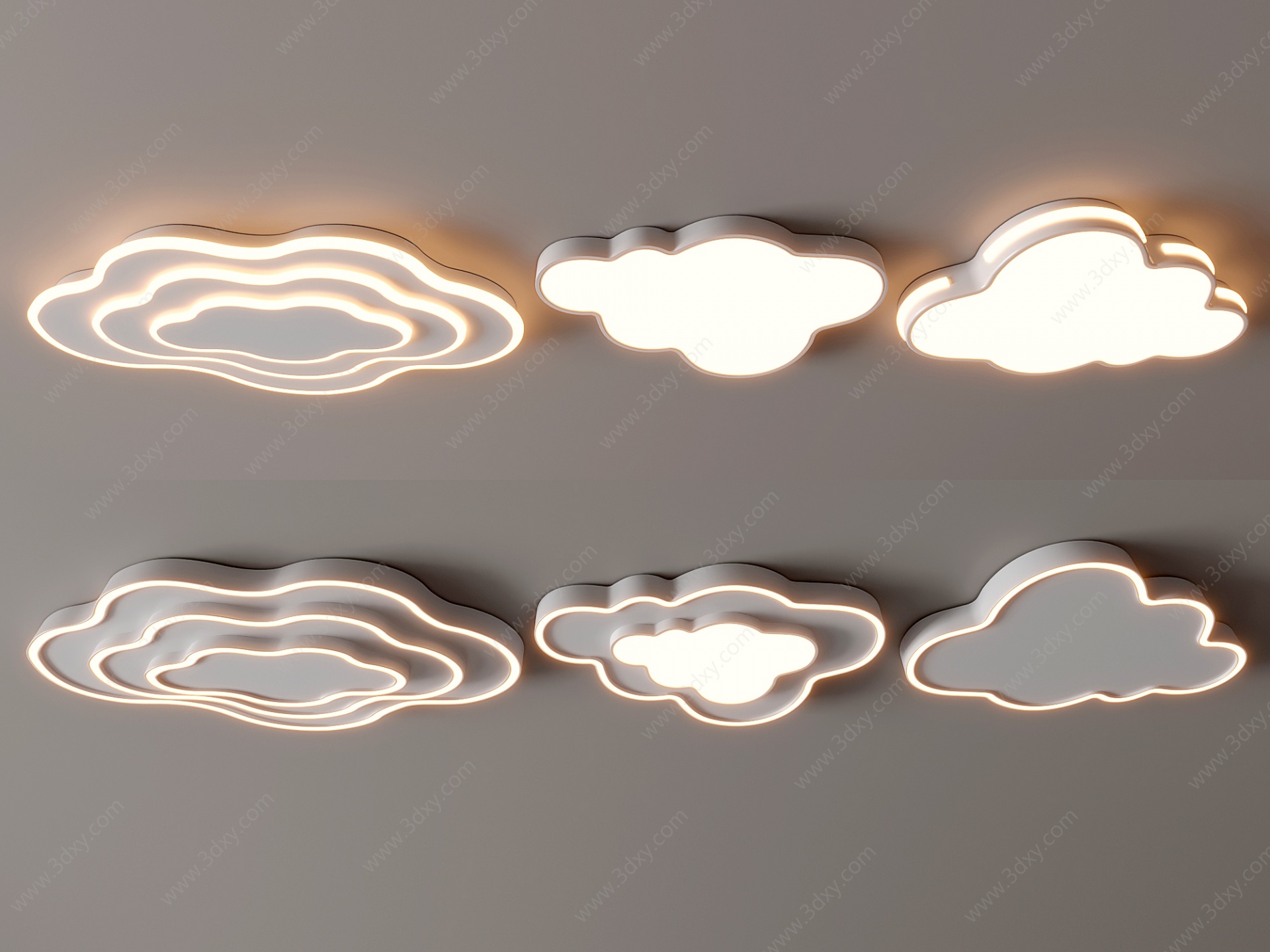 现代云朵形吸顶灯3D模型
