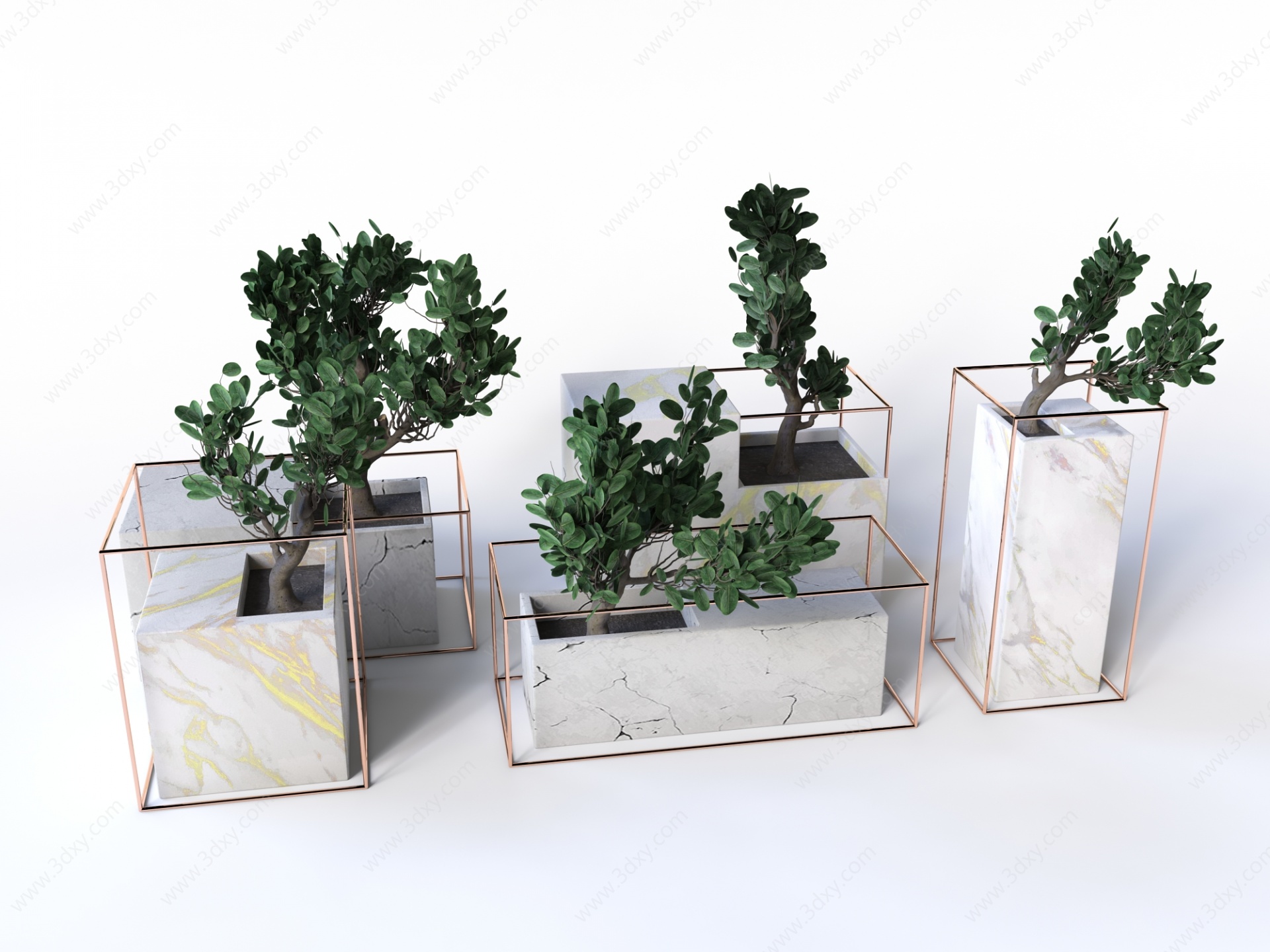 现代盆栽3D模型