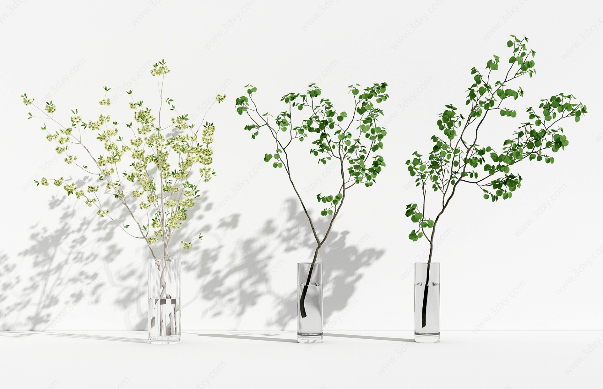 现代玻璃花瓶花卉绿植3D模型