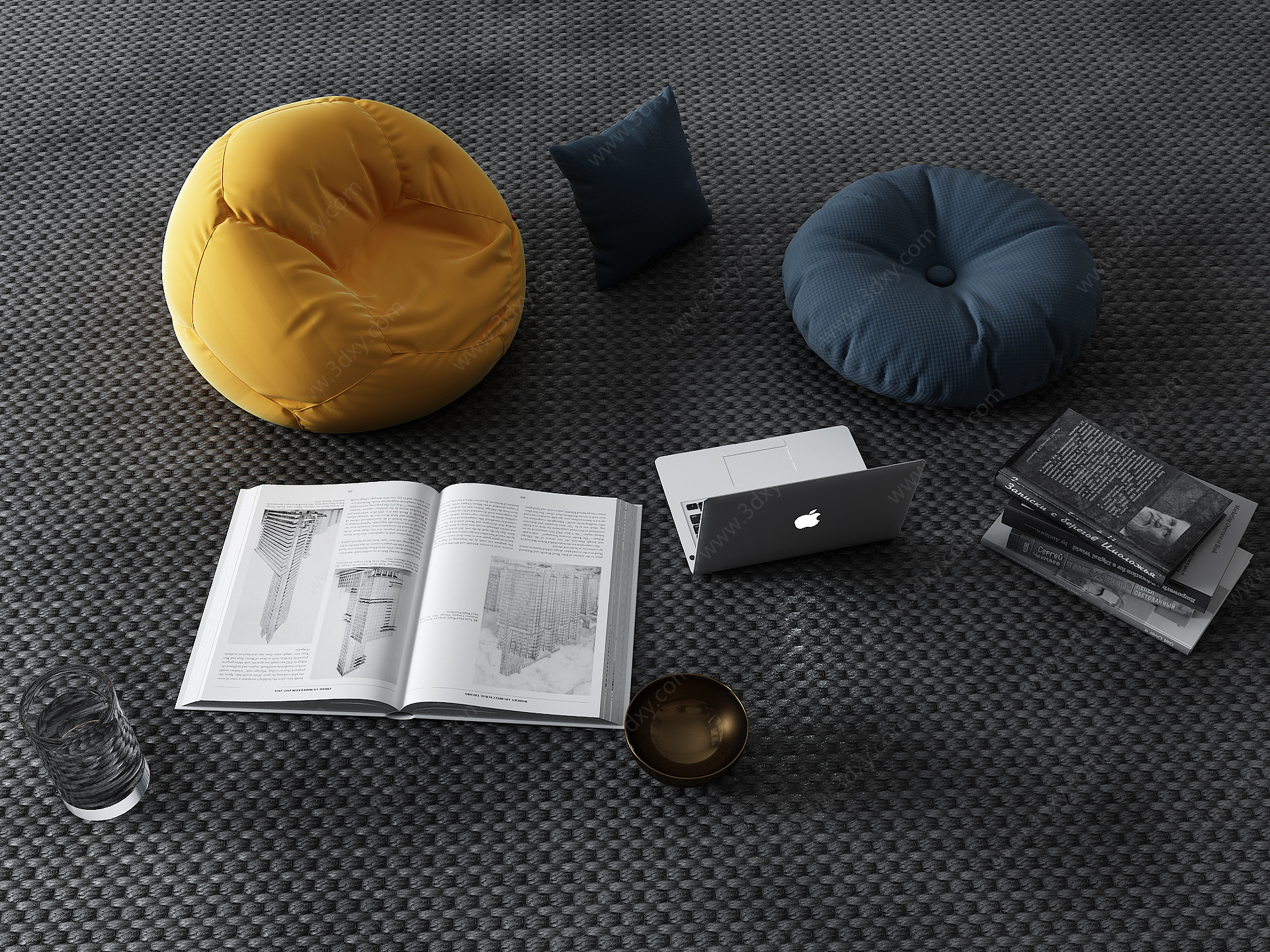 现代懒人沙发书籍3D模型