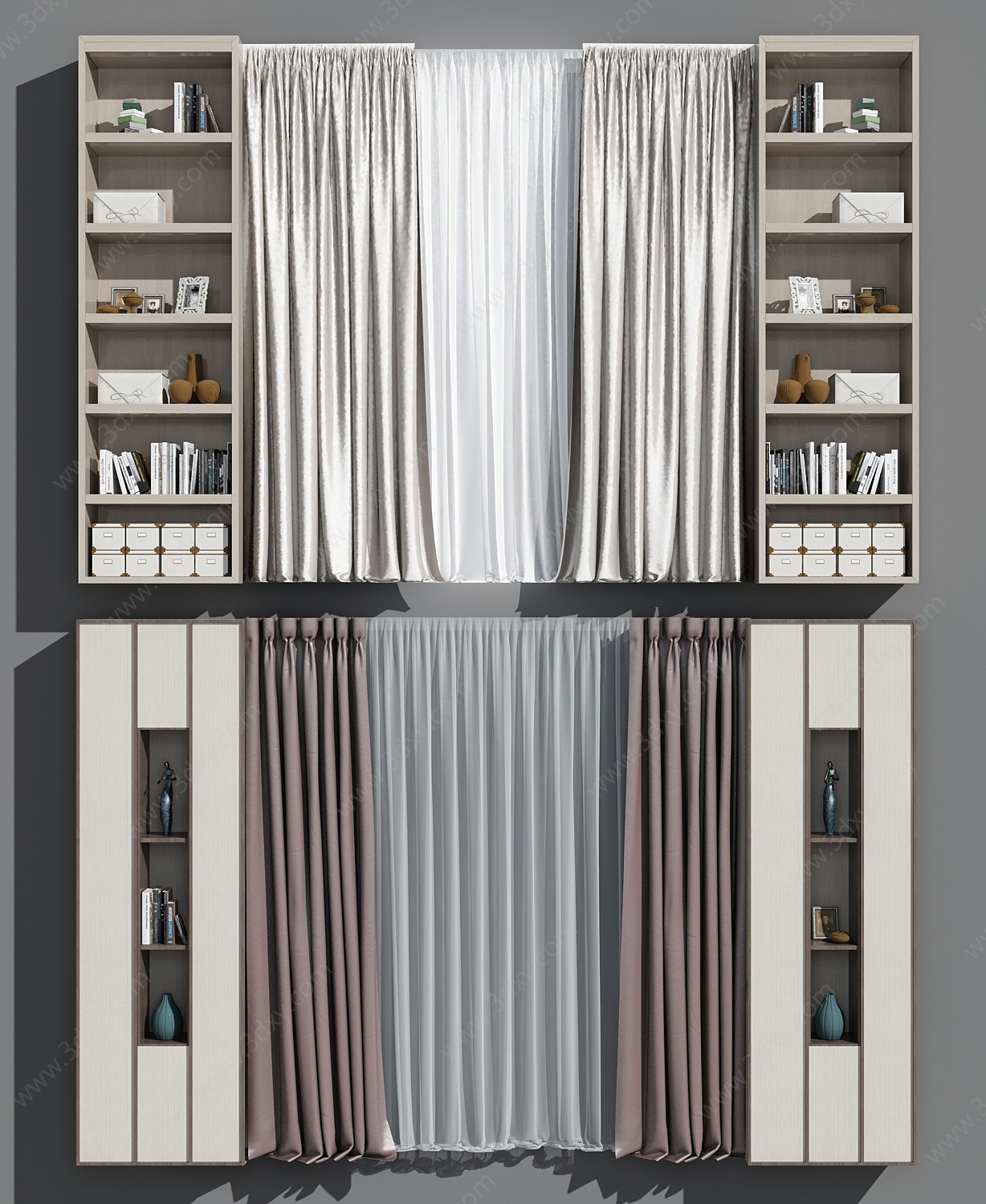 现代窗帘柜架组合3D模型