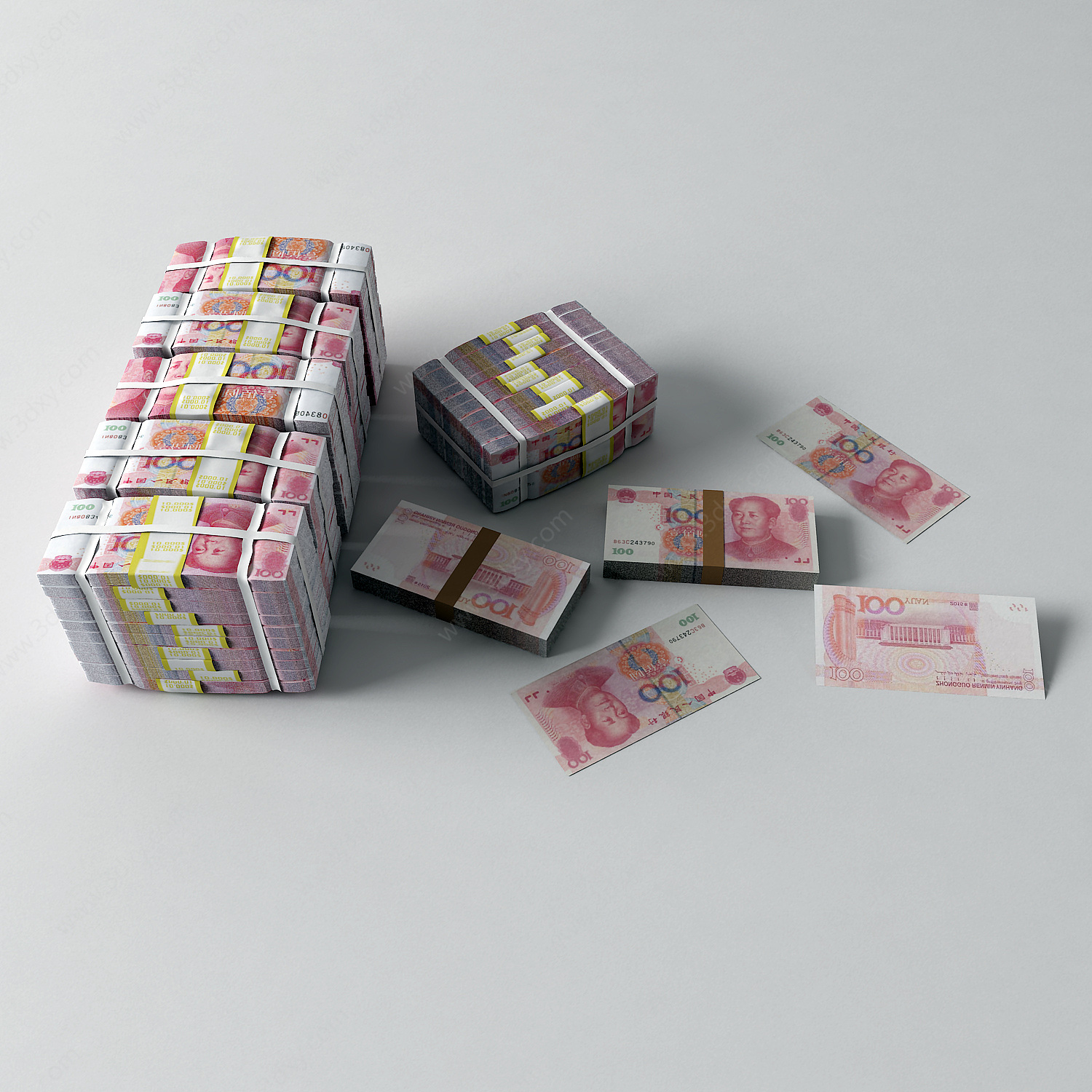 现代人民币钞票钱3D模型