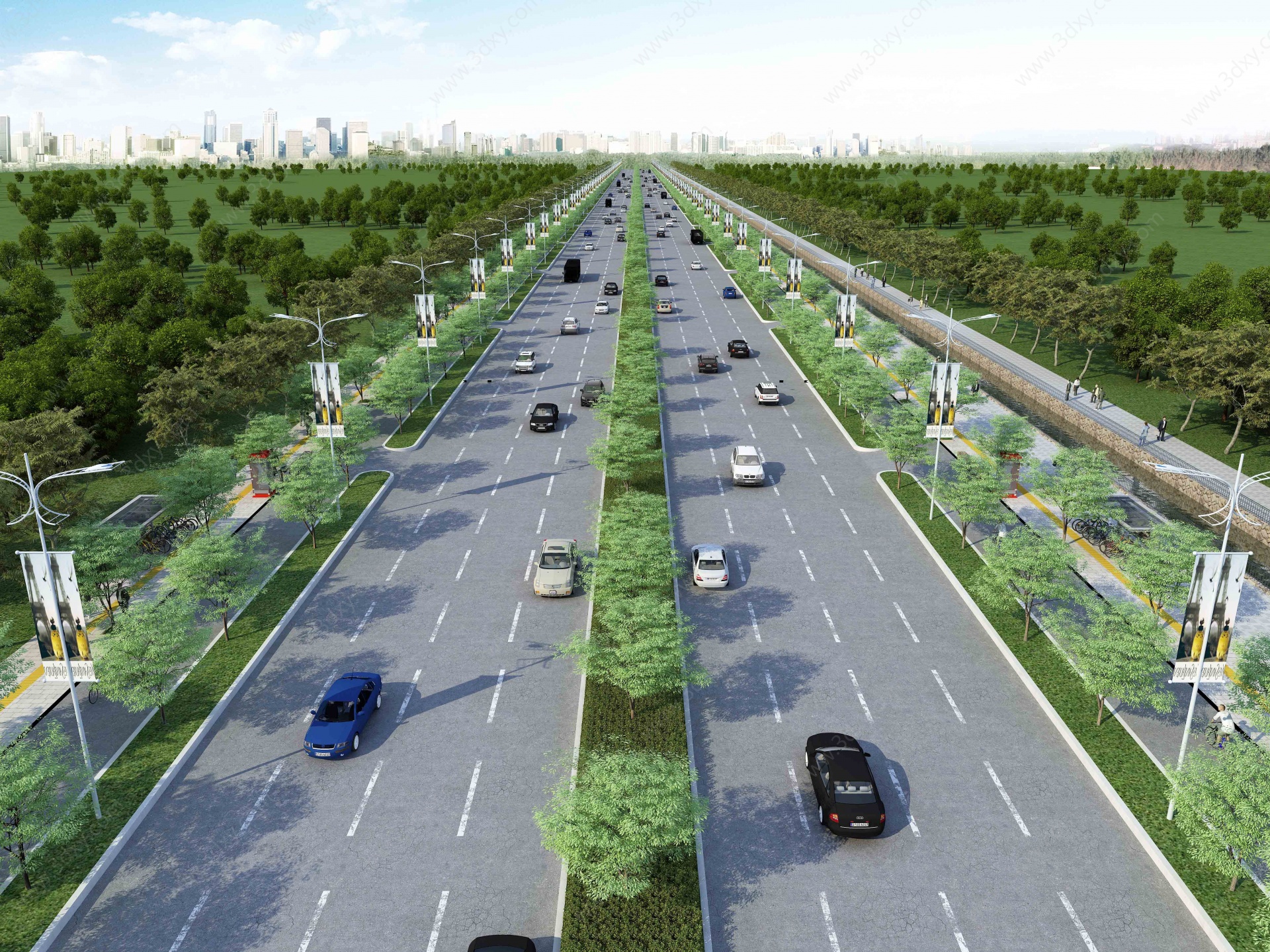 现代道路公路市区公路3D模型