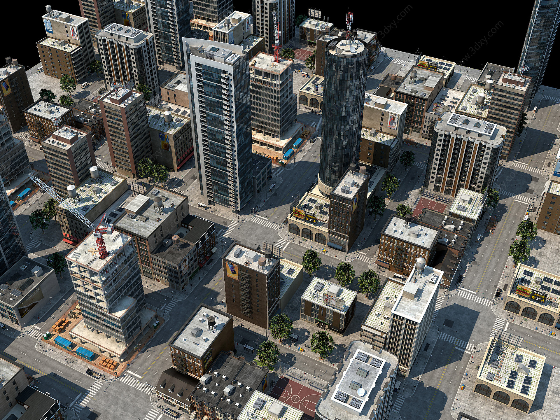 现代老城区规划城市3D模型