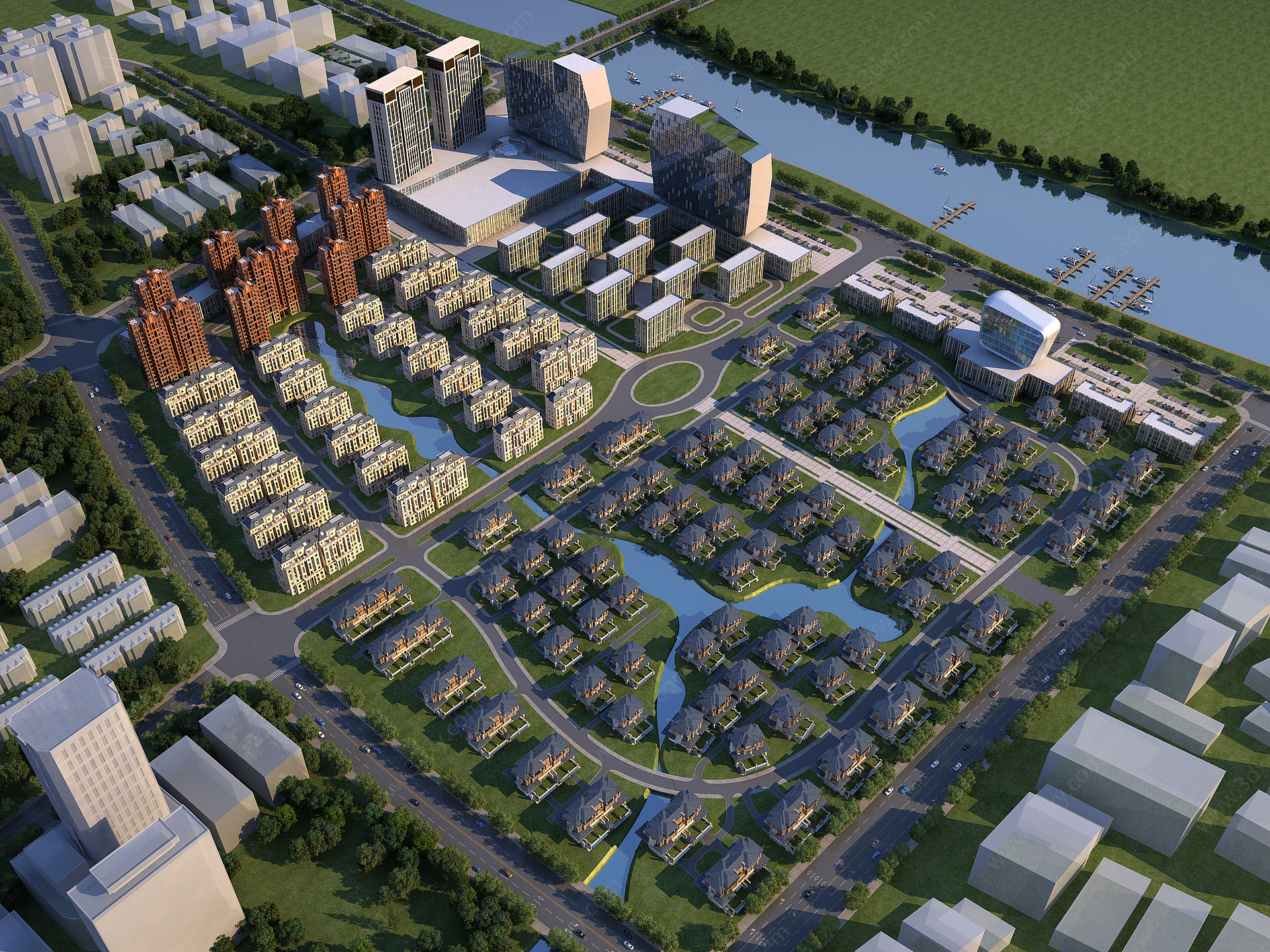 现代城市规划小区3D模型