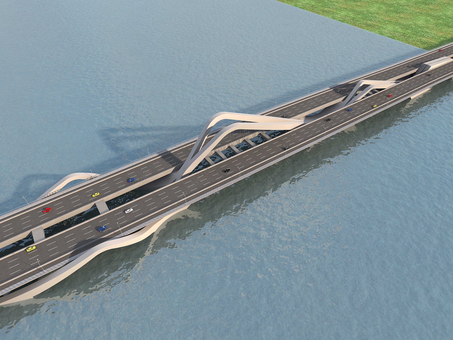 现代大桥创意大桥三车道3D模型