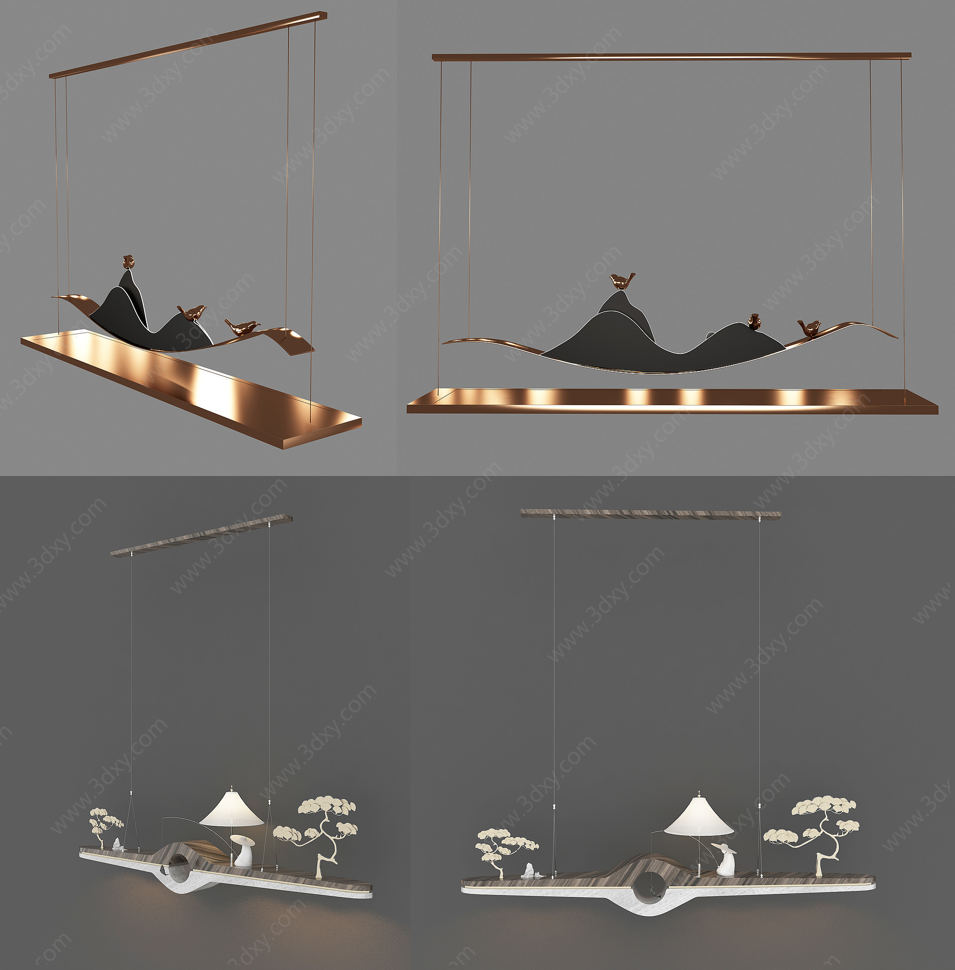 新中式吊灯3D模型