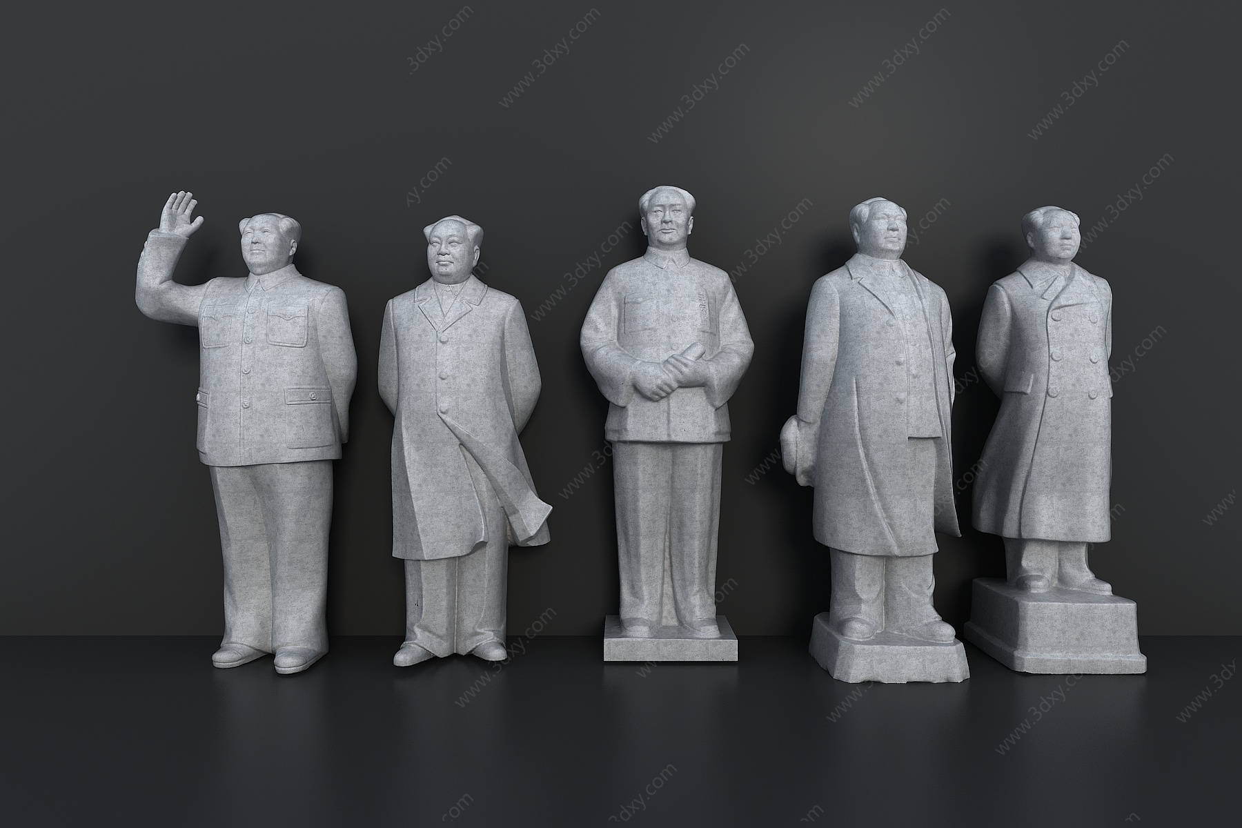 现代毛泽东伟人雕塑像3D模型