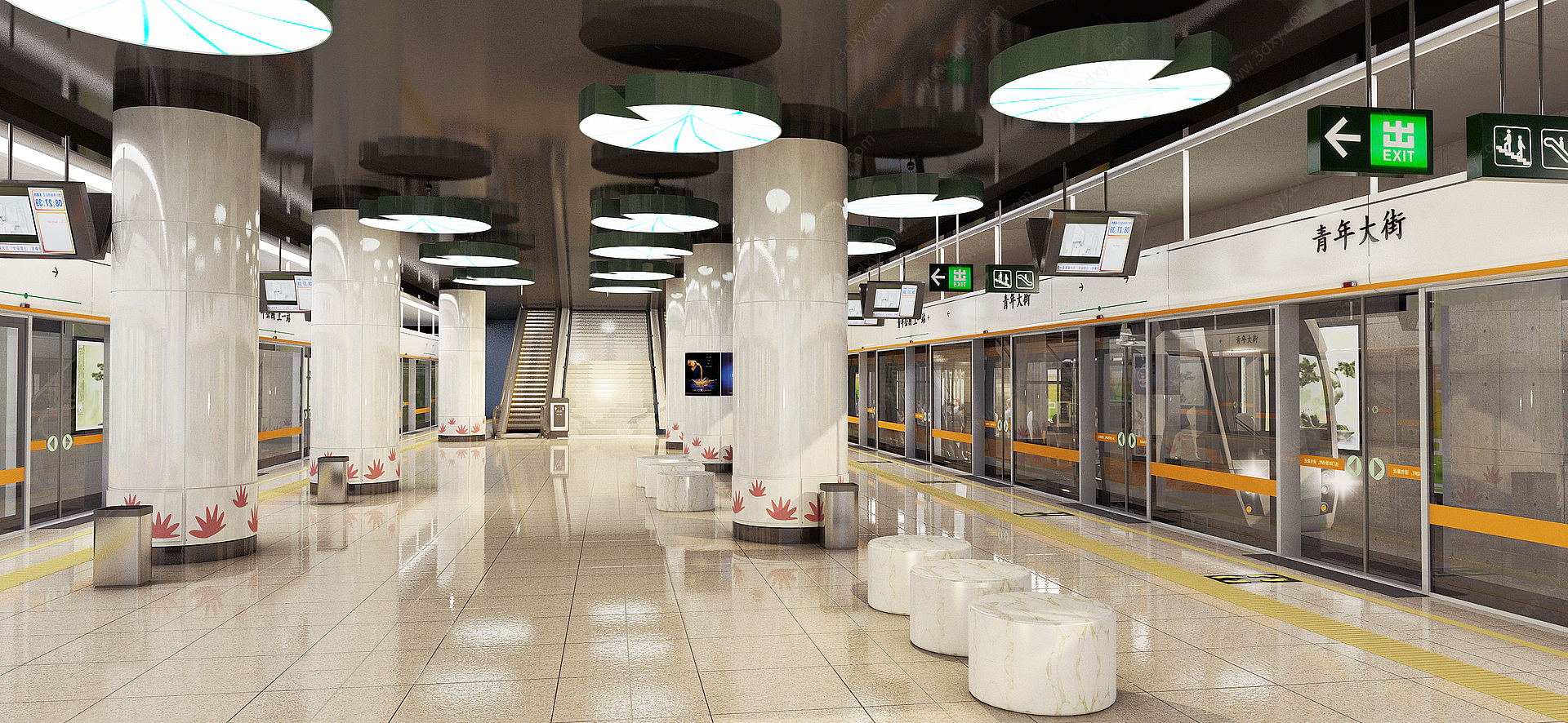 现代地铁站3D模型