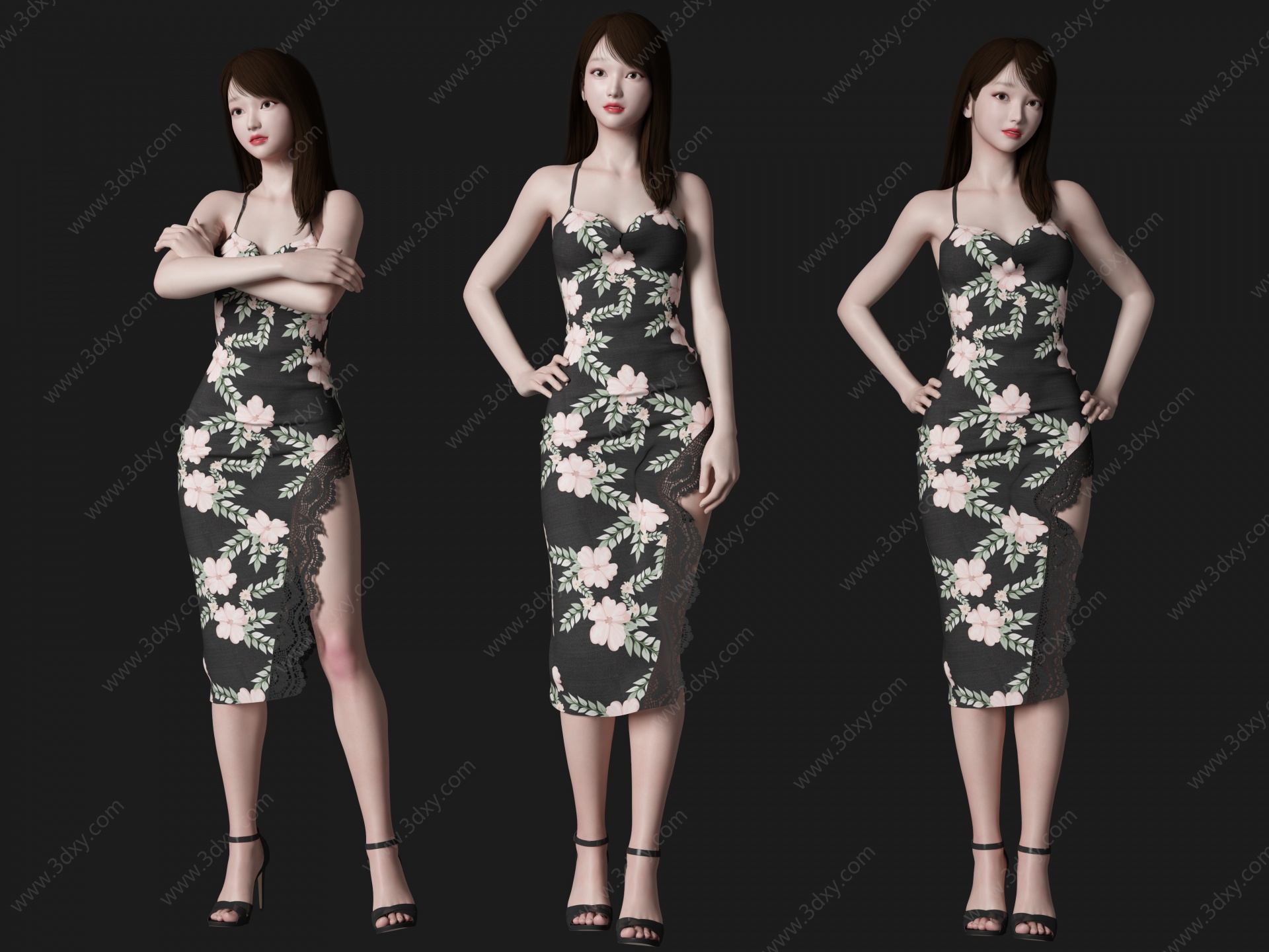 美女人物旗袍美女3D模型