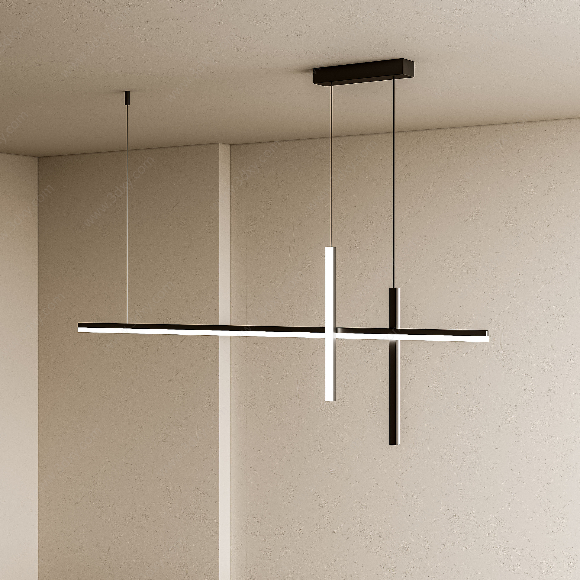 现代几何创意条形造型吊灯3D模型
