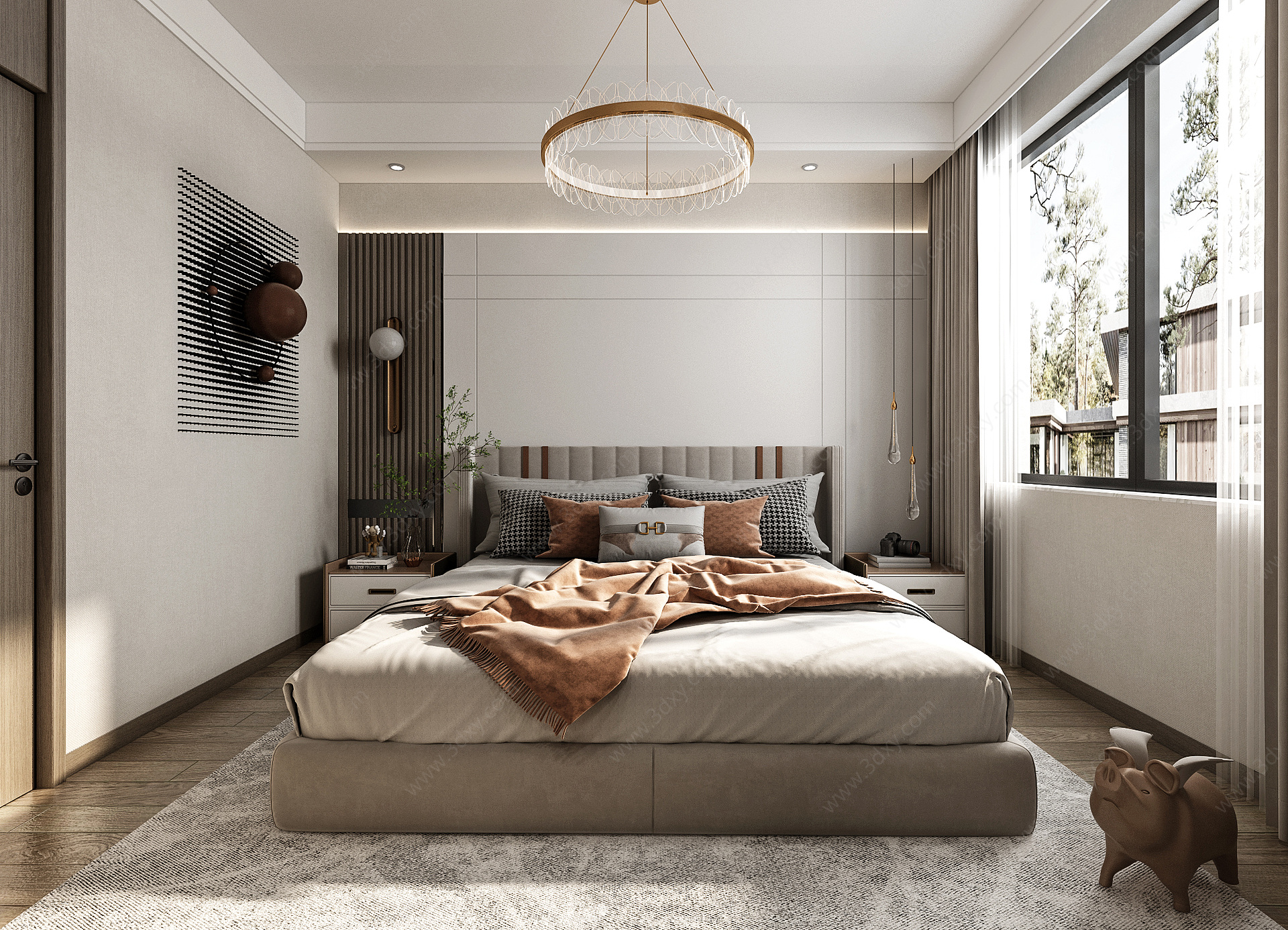 现代家居次卧卧室3D模型