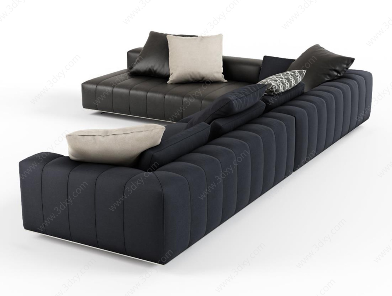 现代多人超大大气皮质沙发3D模型