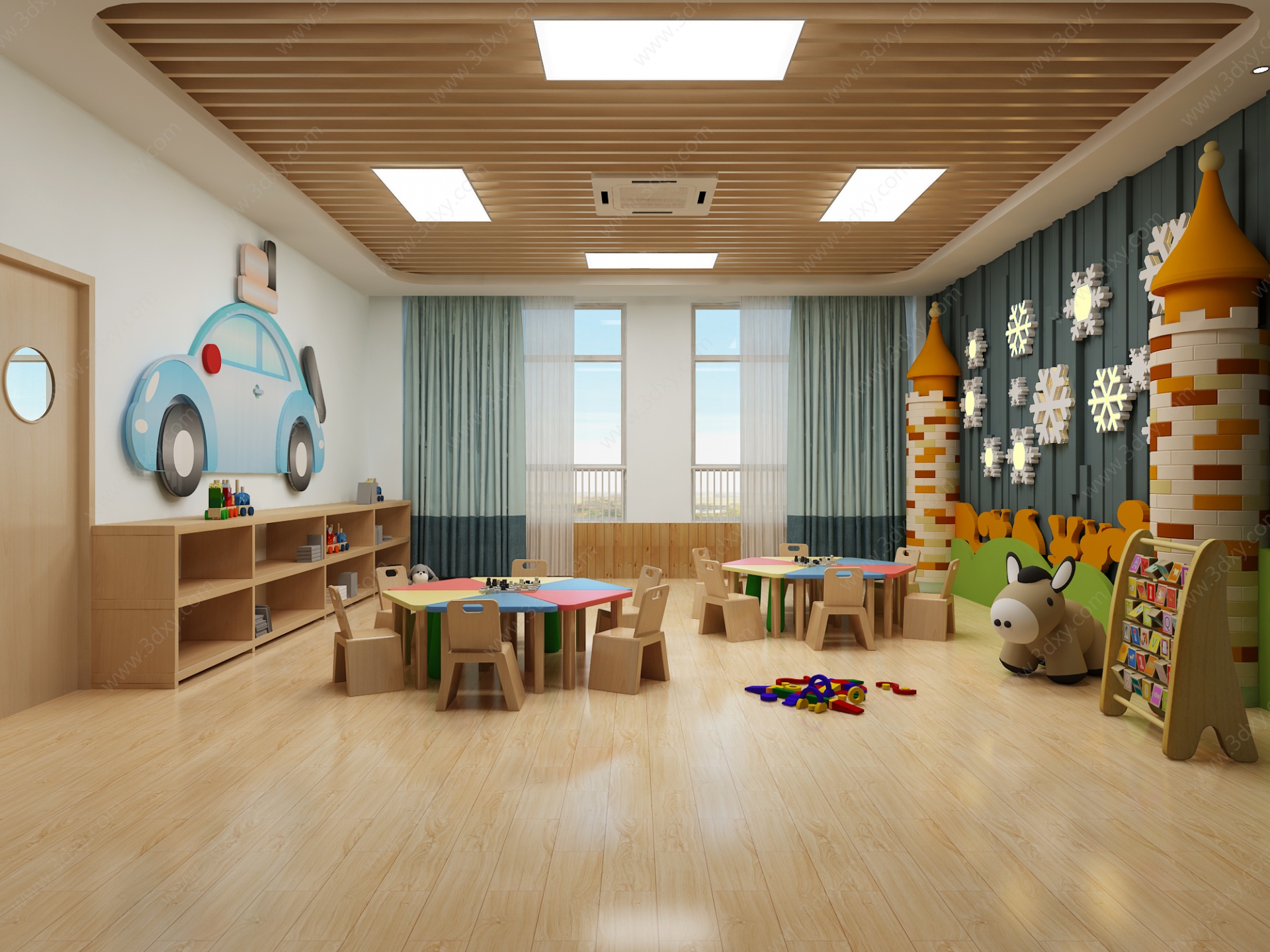 现代幼儿园手工教室3D模型