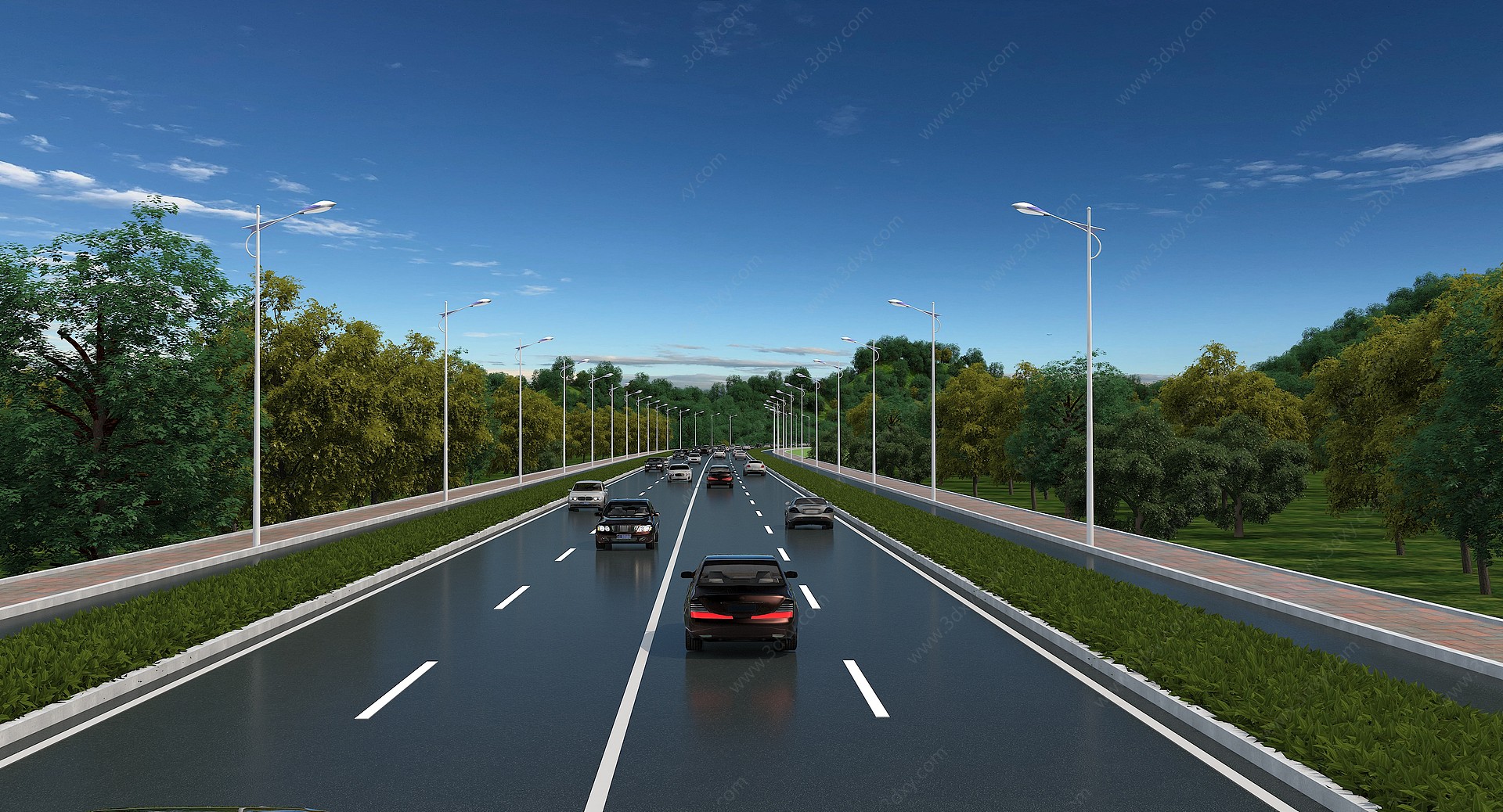 户外道路高速路基透视3D模型