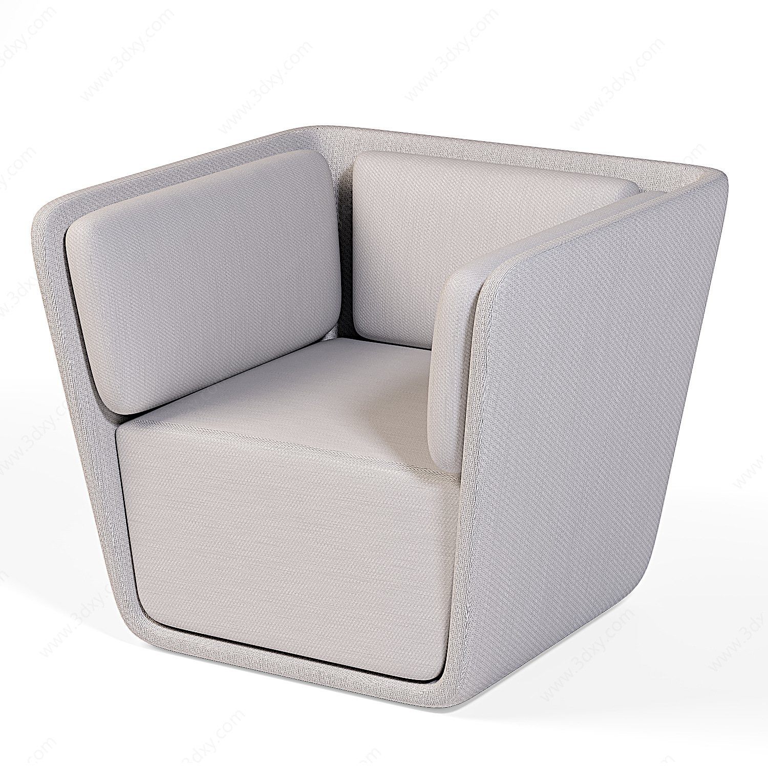 意式轻奢单人休闲沙发靠椅3D模型