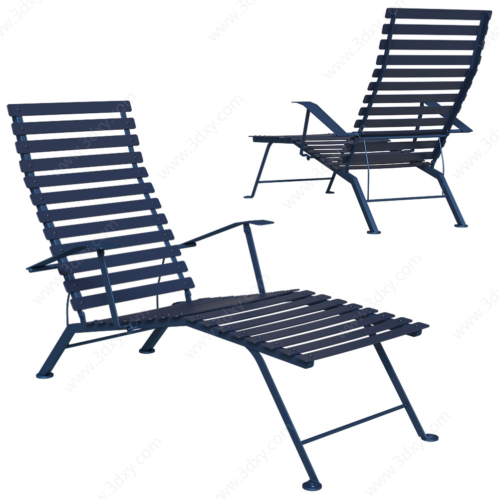 单人户外沙滩躺椅子3D模型