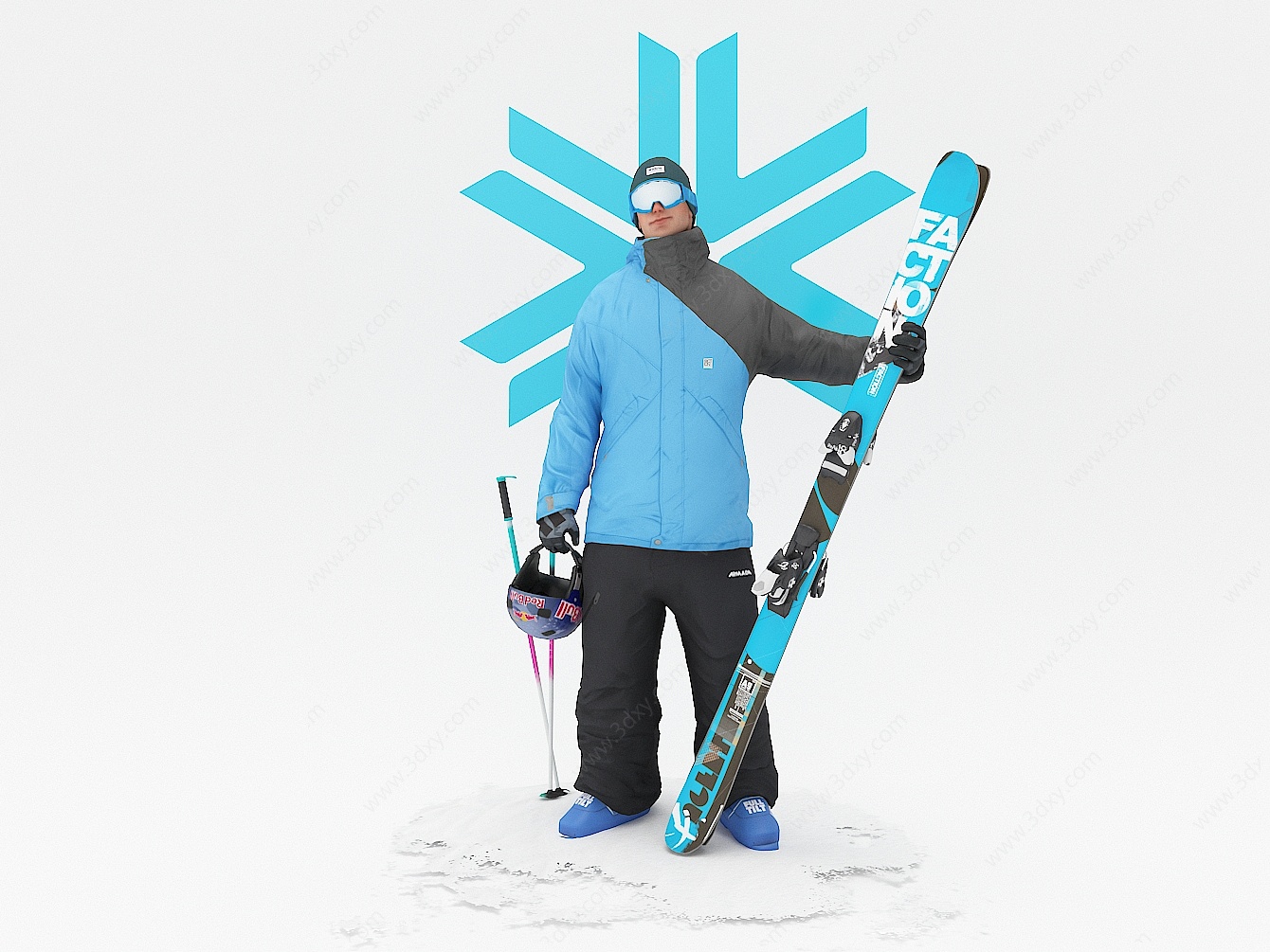 冬季运动滑雪男士人物3D模型