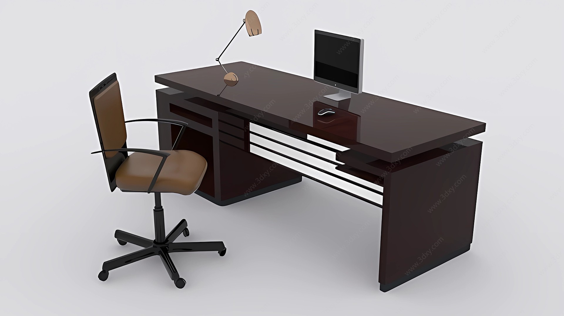 商务领导经理单人办公桌3D模型