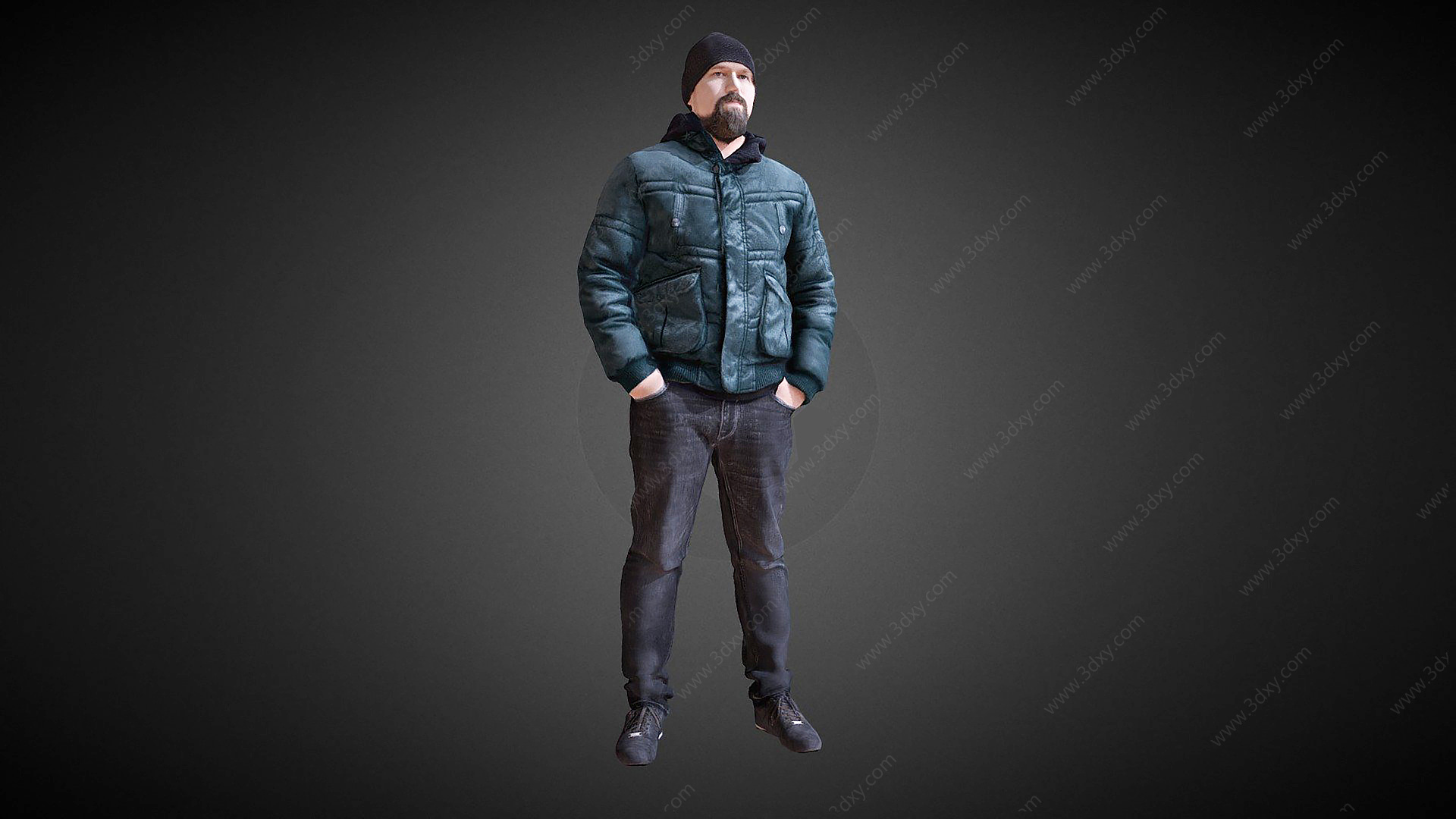 欧洲白人带帽子胡子男人3D模型
