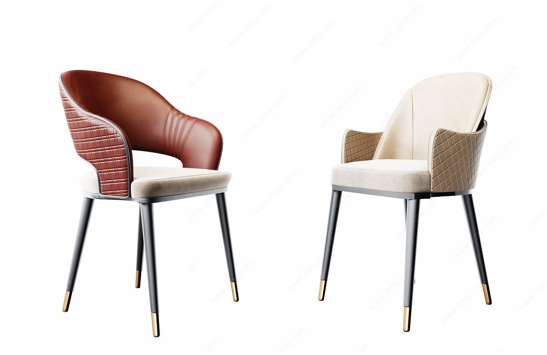 简约单人休闲餐椅靠椅3D模型