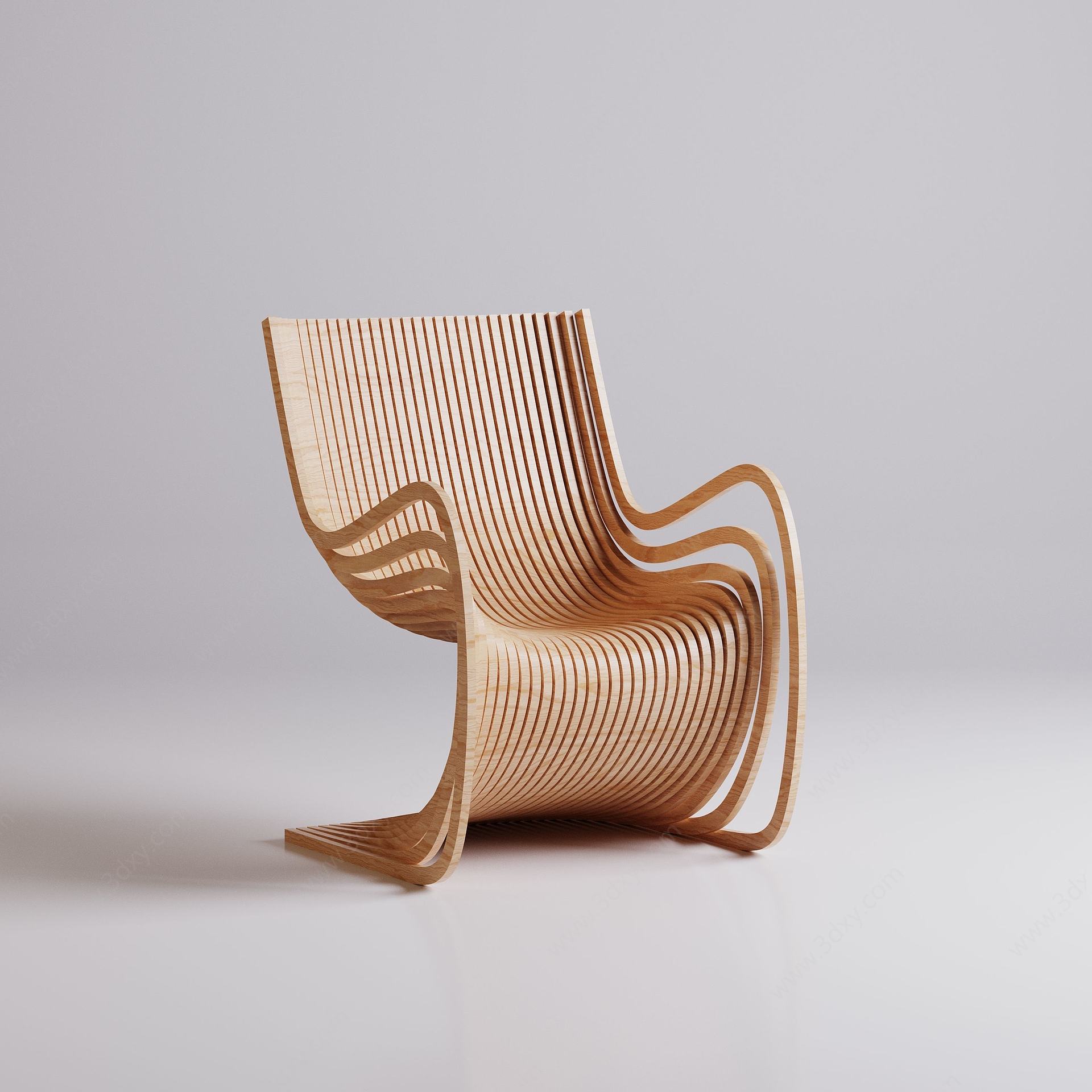 实木造型创意靠椅椅子3D模型