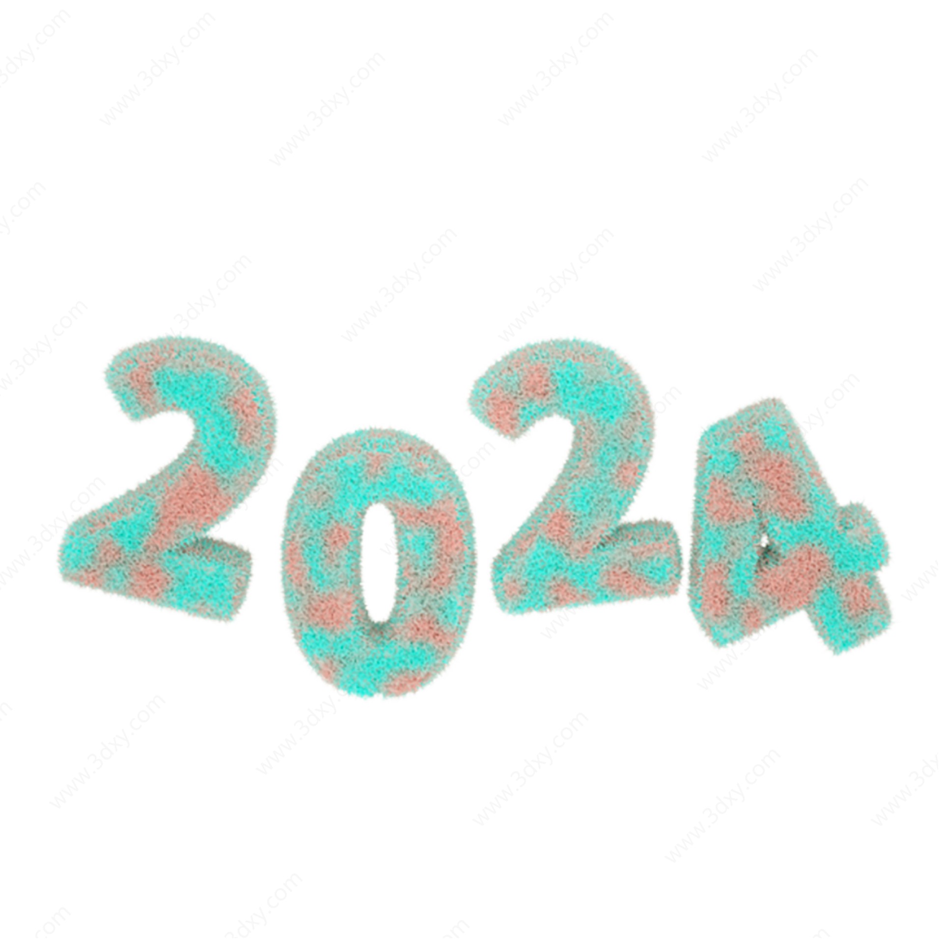2024艺术字立体字毛茸茸3D模型