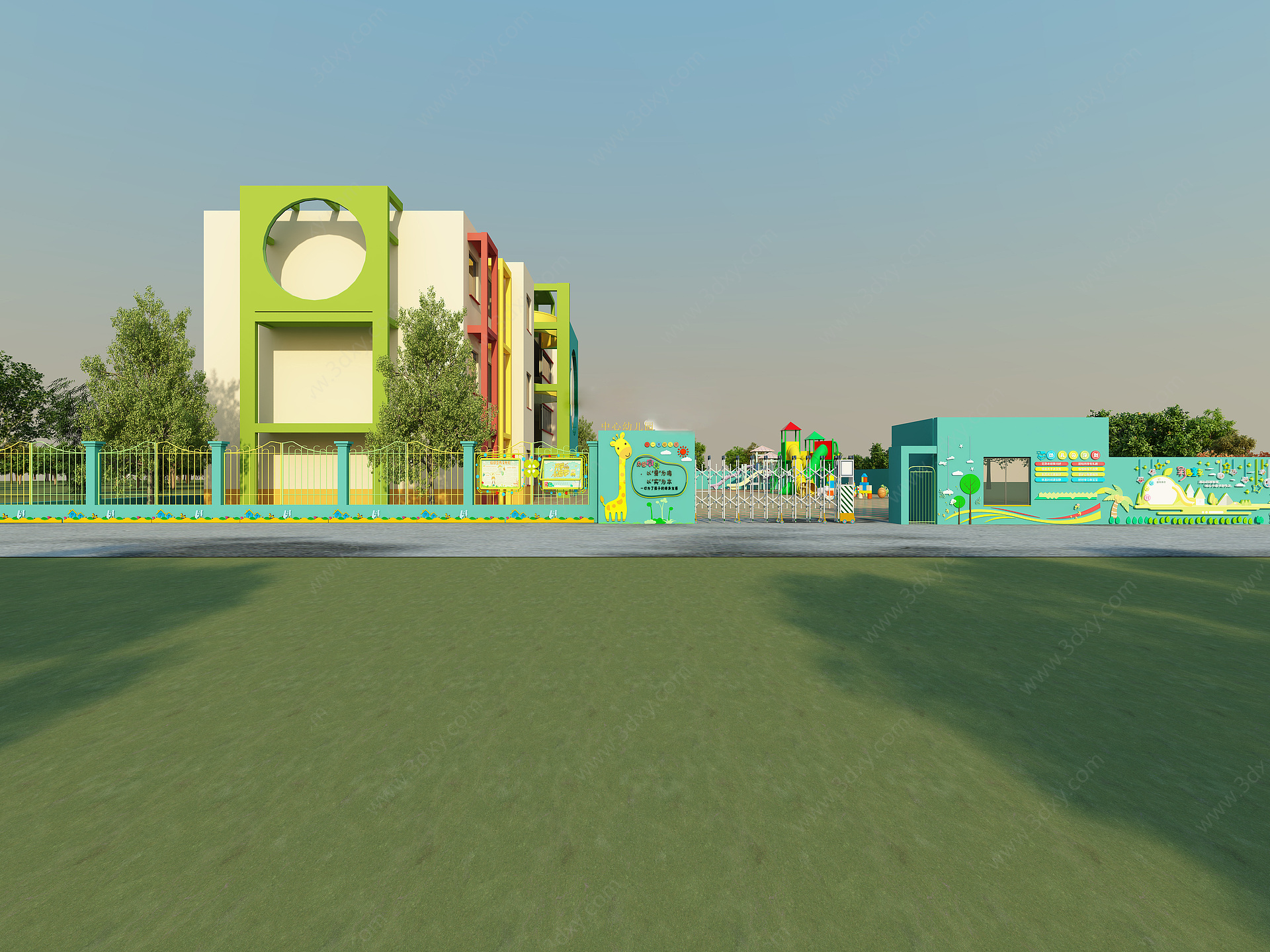 现代学校幼儿园操场3D模型