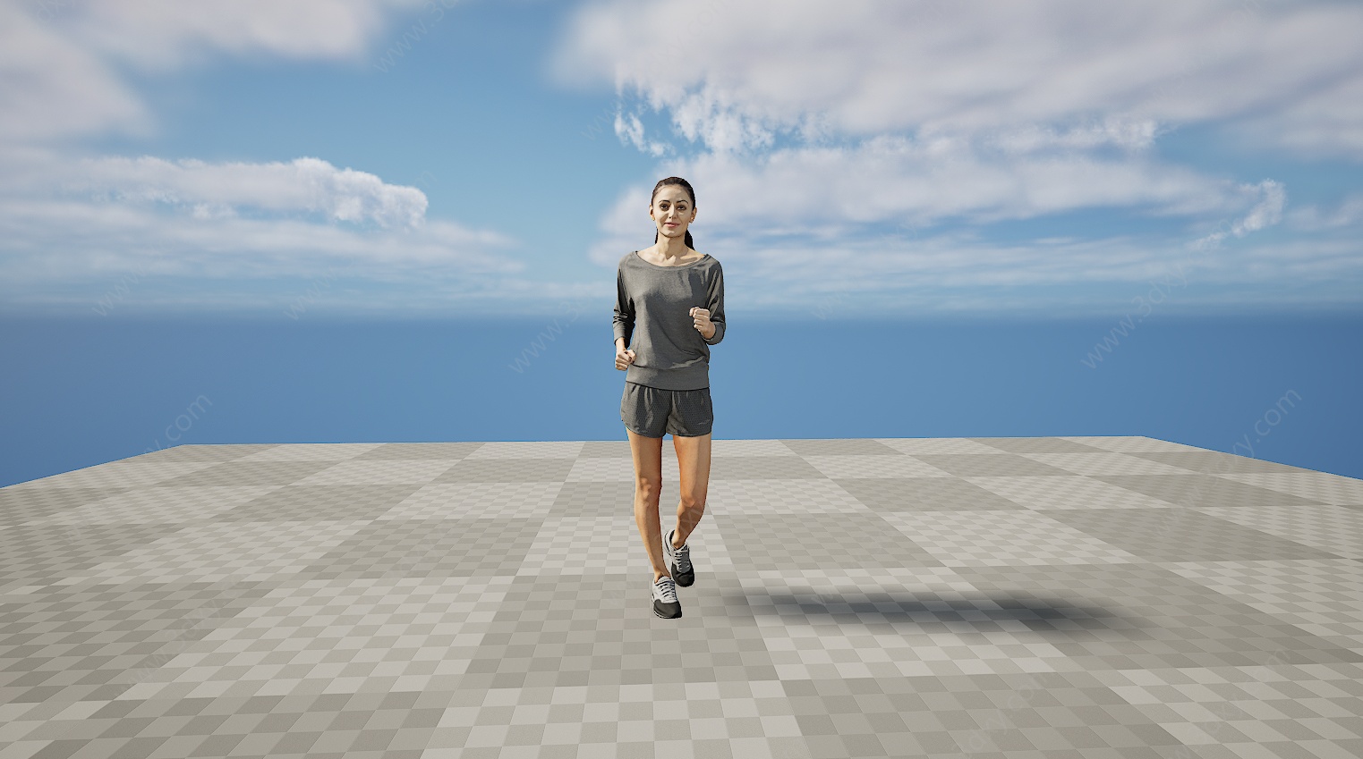 健身运动跑步女人3D模型