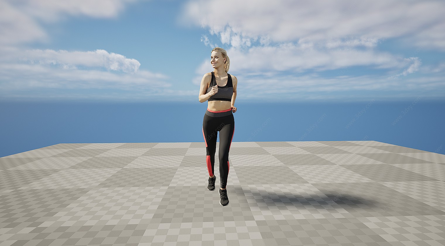健身运动女人跑步3D模型