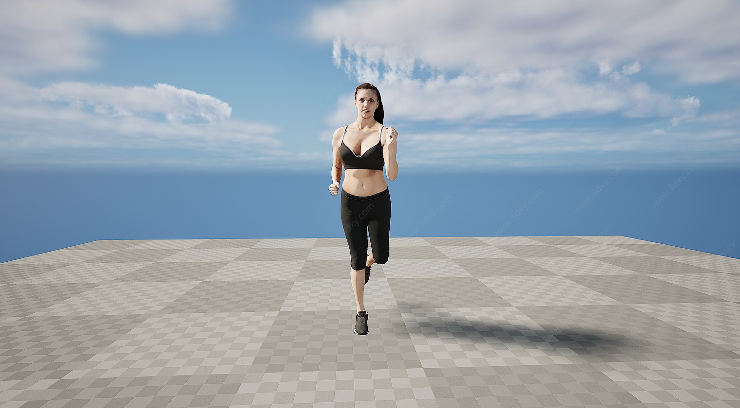 健身运动女人跑步3D模型