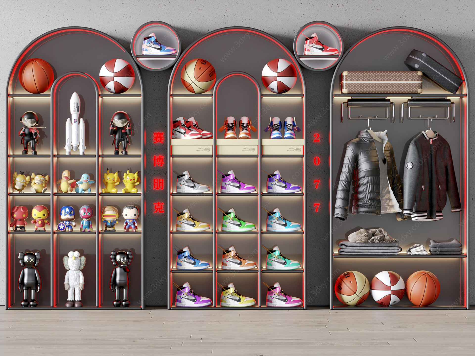 现代拱形造型鞋柜3D模型