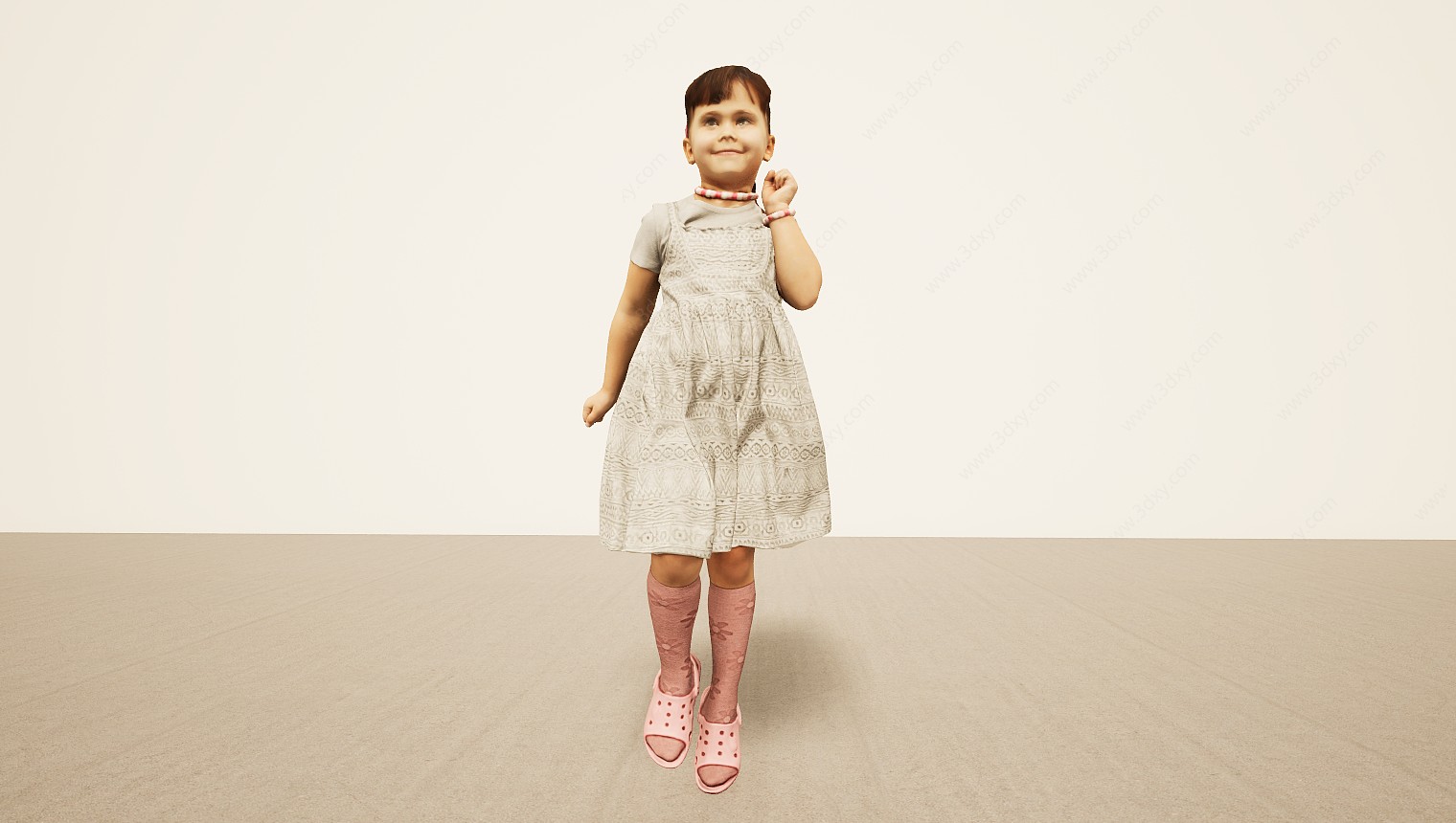 跑步姿势小女孩3D模型