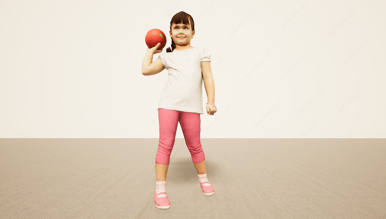 扔铅球小女孩3D模型