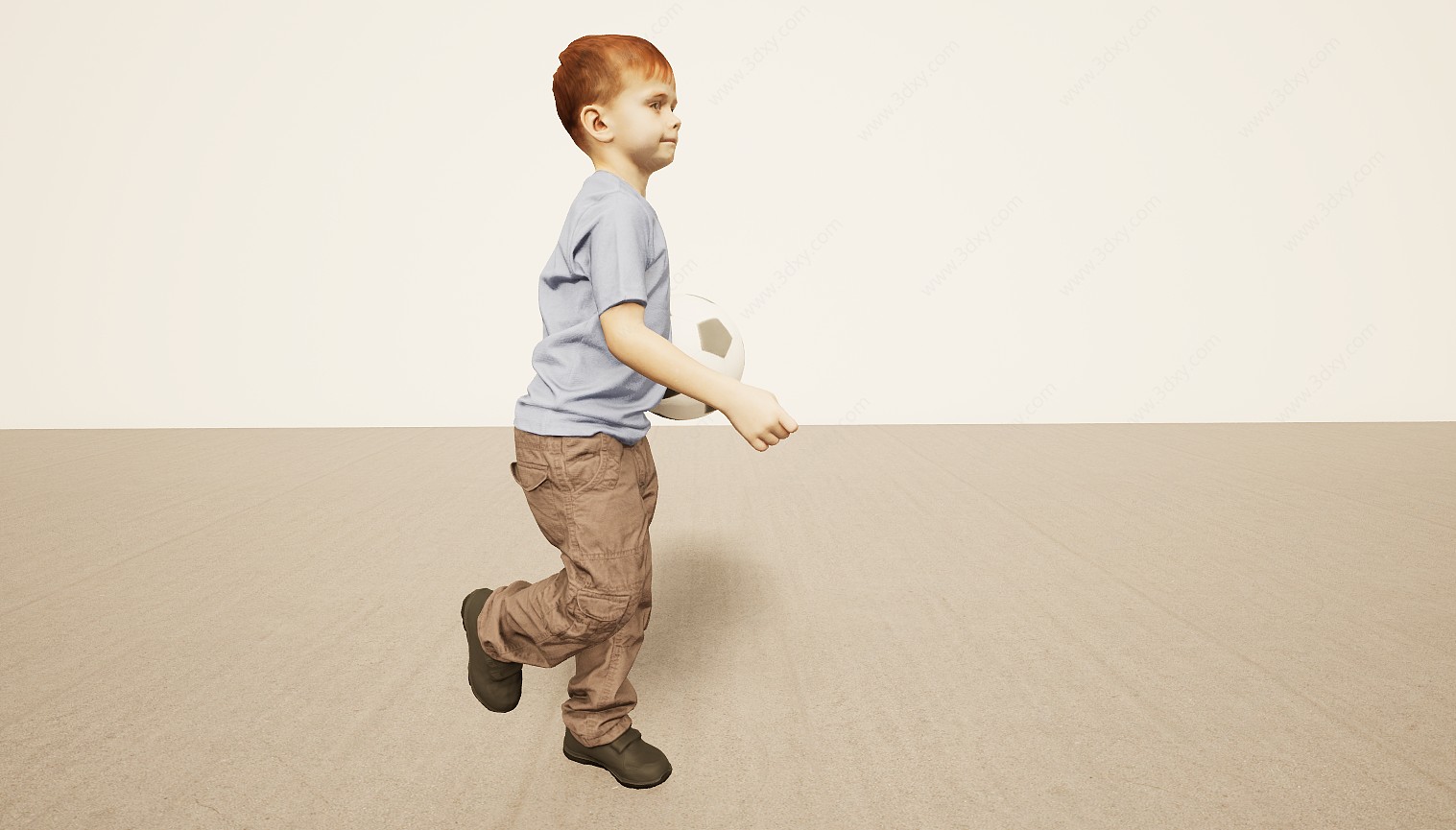 踢篮球小男孩3D模型