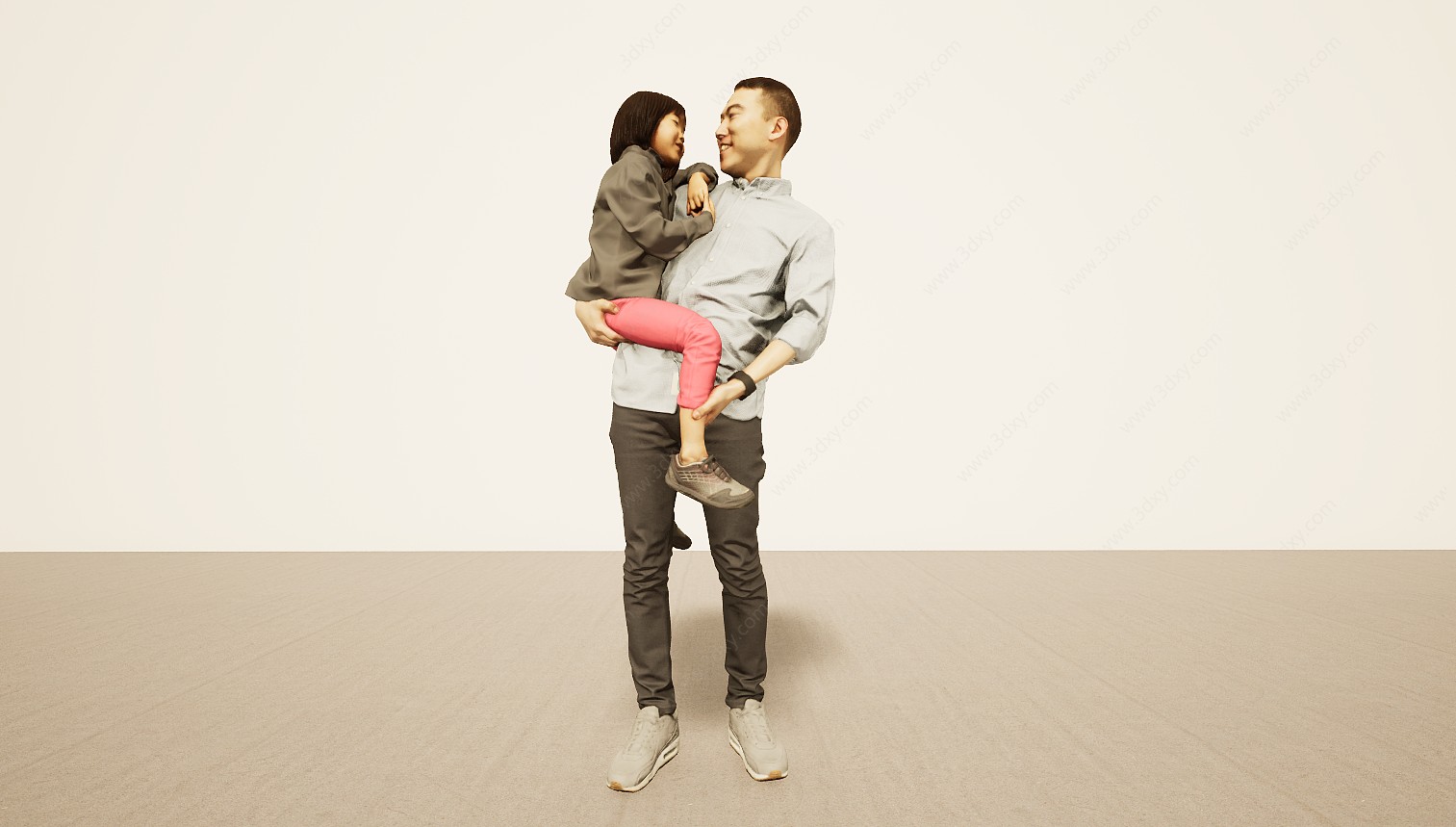 父女抱抱3D模型