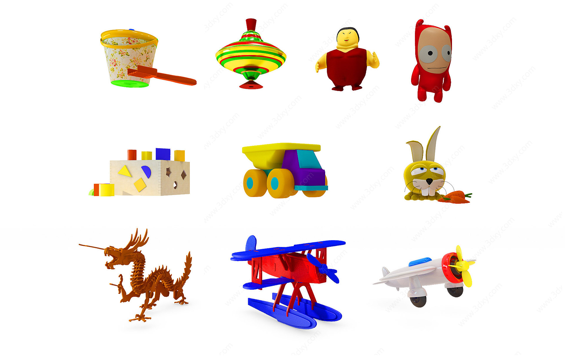 现代儿童玩具玩偶积木3D模型