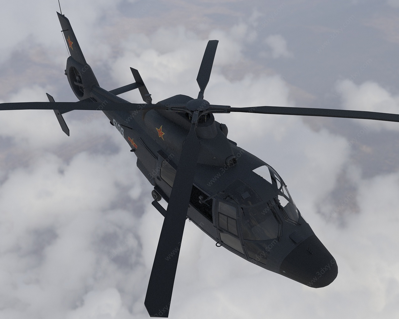 海豚直升机中型直升机军用3D模型