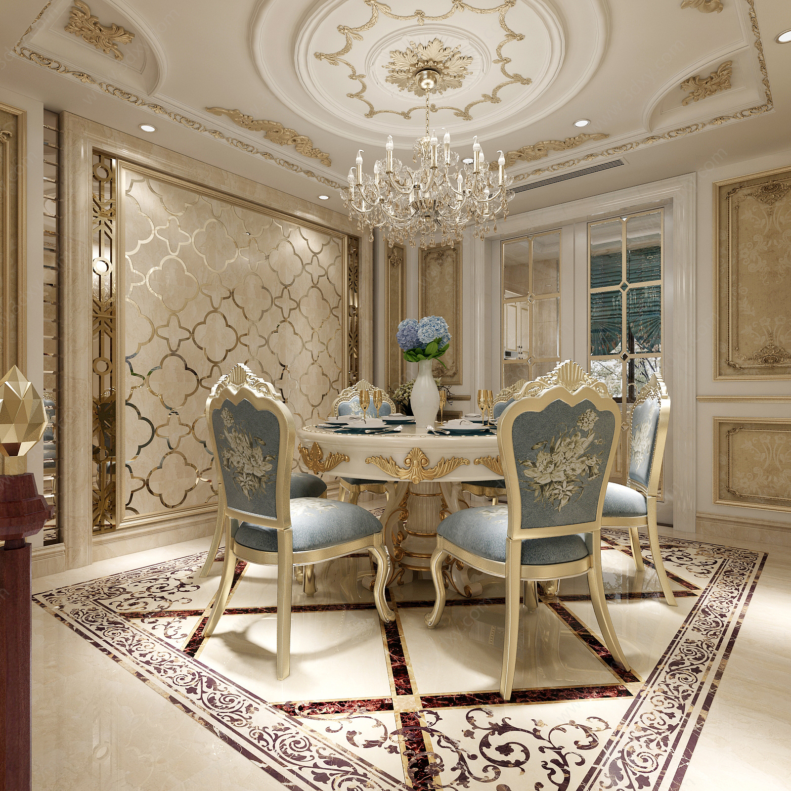 欧式古典别墅客厅3D模型