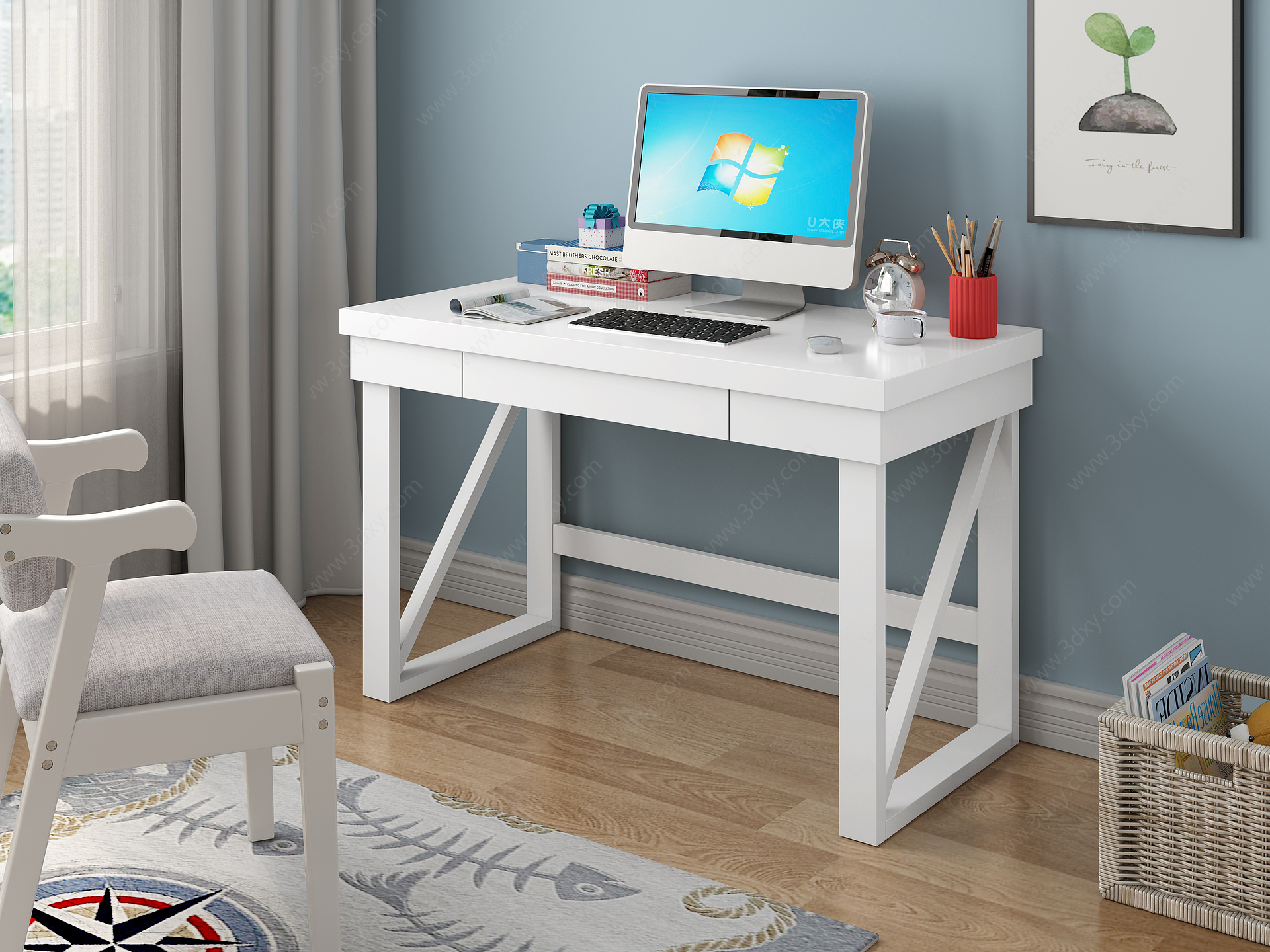 家居书桌椅办公桌3D模型